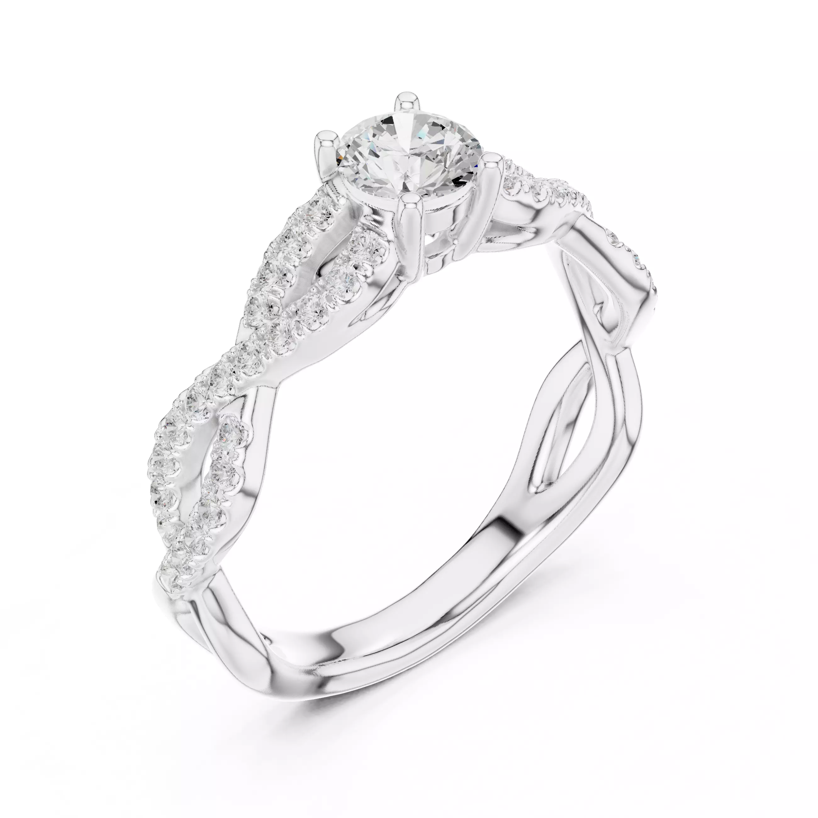 Dainty Diamond Twisted Shank Engagement Ring 3DM STL Video 3D print model_10