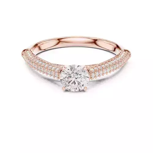 Round Cut Pave Diamond Engagement Wedding Ring 3DM STL Video