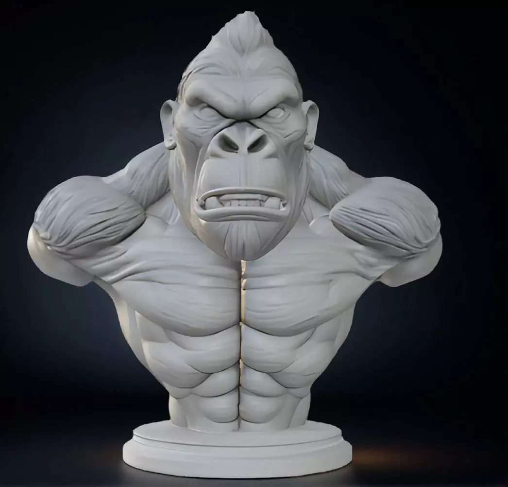 King Kong Head Bust 3D Model - STL Printable Giant Ape Sculpture 3D print model