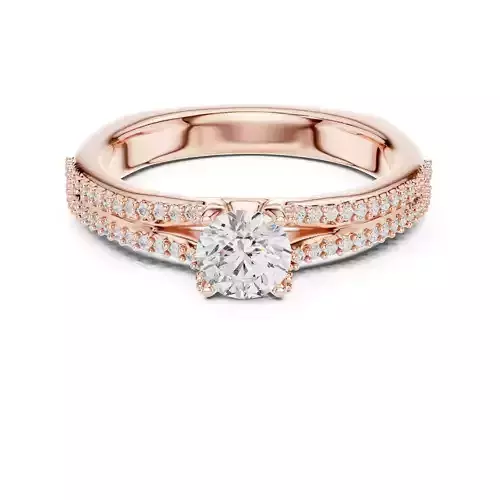 Euro Shank Round Cut Pave Diamond Wedding Ring 3DM STL Video