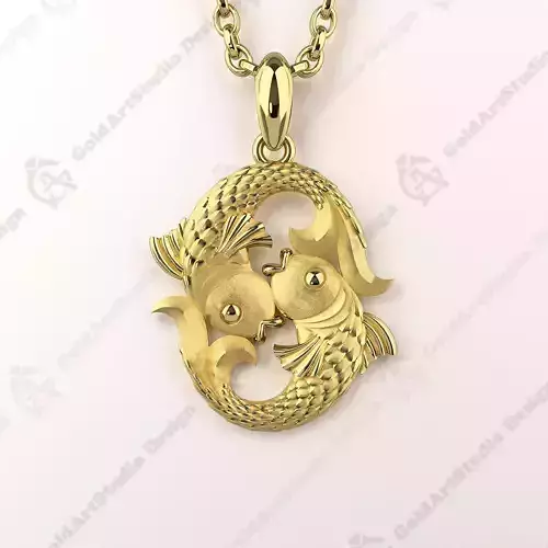 Pisces Zodiac Sign Pendant 001-03 3D print model