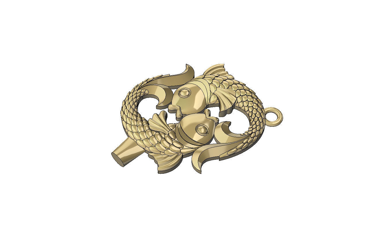 Pisces Zodiac Sign Pendant 001-03 3D print model_4