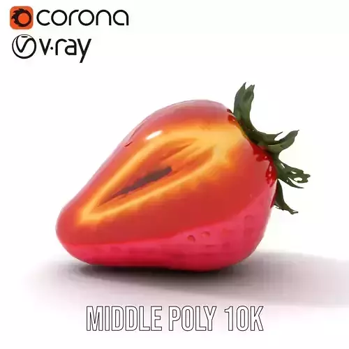 Fresh Strawberry Slice model pack Low-poly 3D model 5