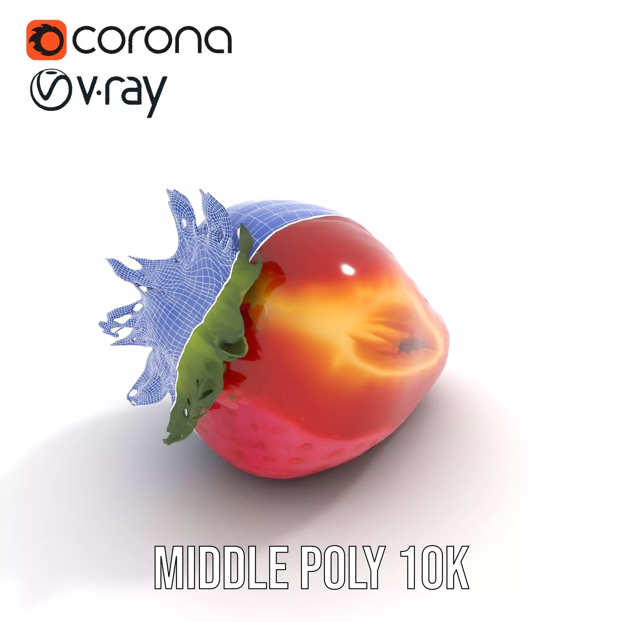 Fresh Strawberry Slice model pack Low-poly 3D model_16