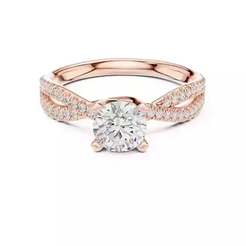 Crossover Split Shank Round Cut Engagement Ring 3DM STL Video