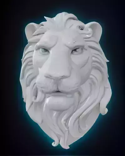 Lion Head Bust 3D Model - STL Printable Wildlife Sculpture