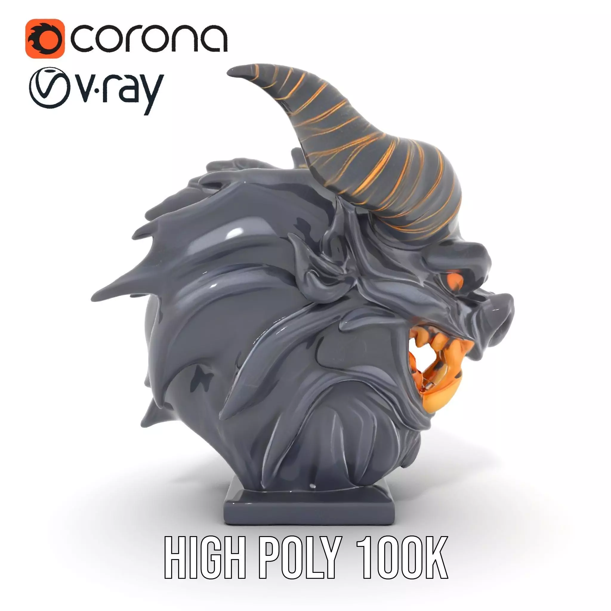 Obsidian Demon Head model pack Low-poly 3D model_29