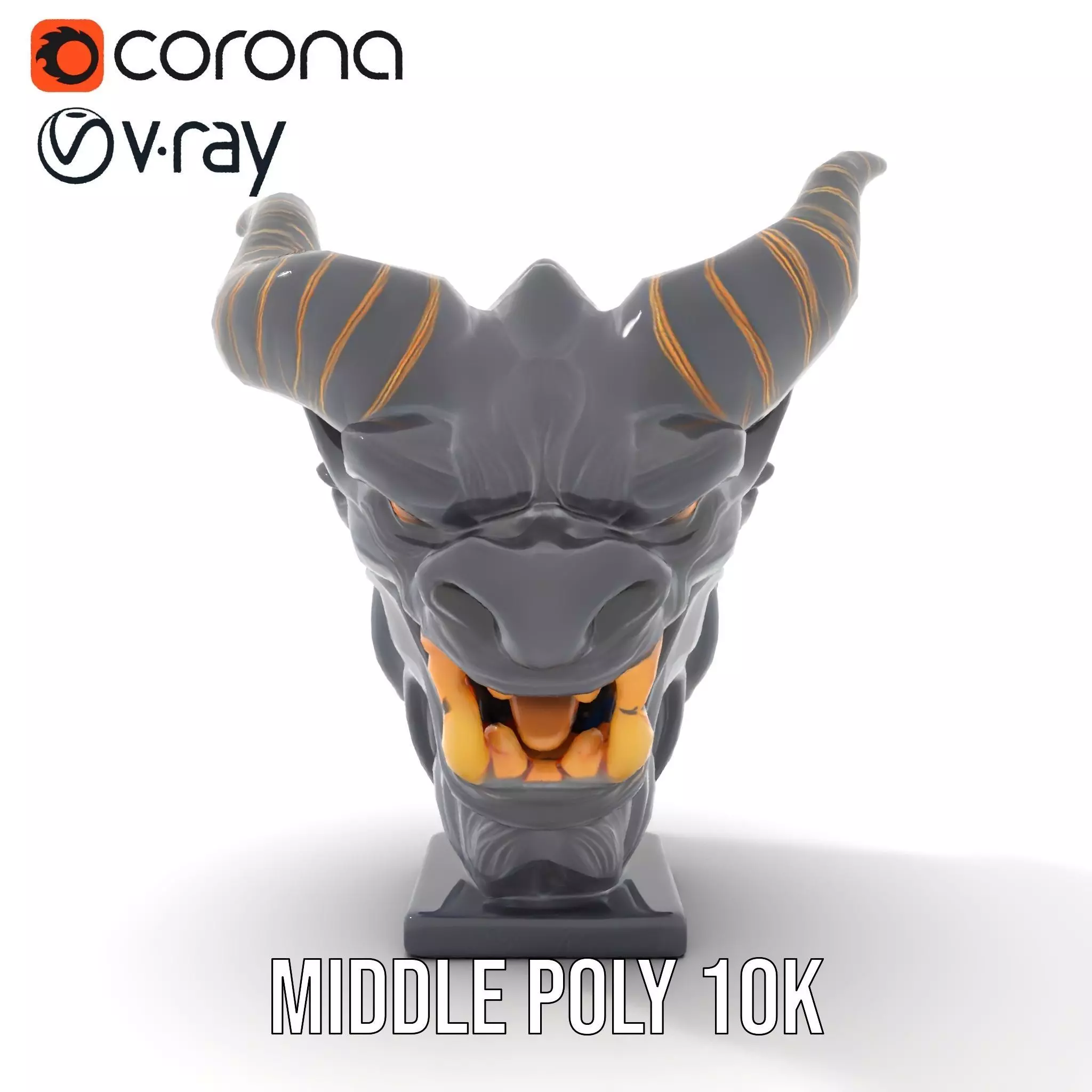 Obsidian Demon Head model pack Low-poly 3D model_11