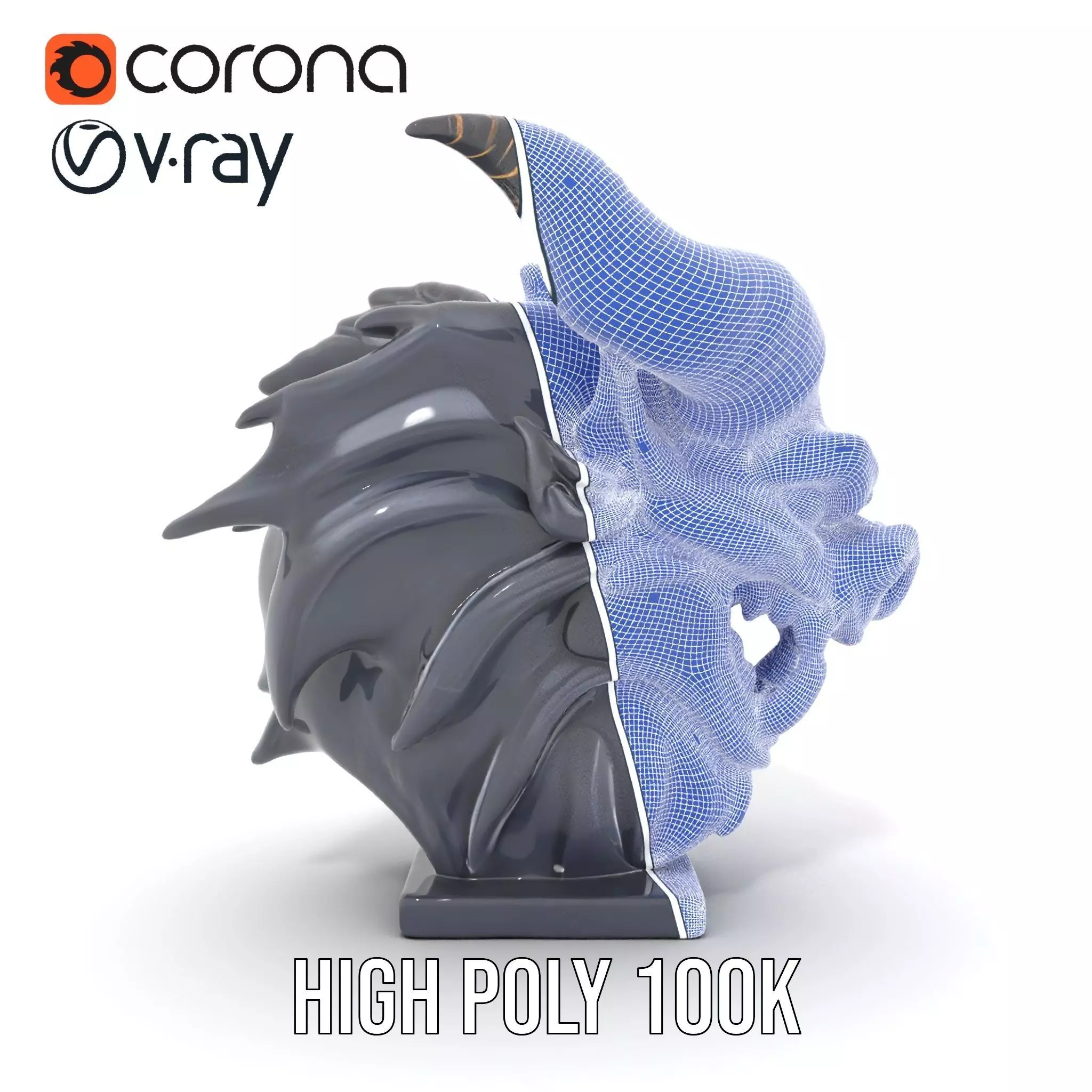 Obsidian Demon Head model pack Low-poly 3D model_32