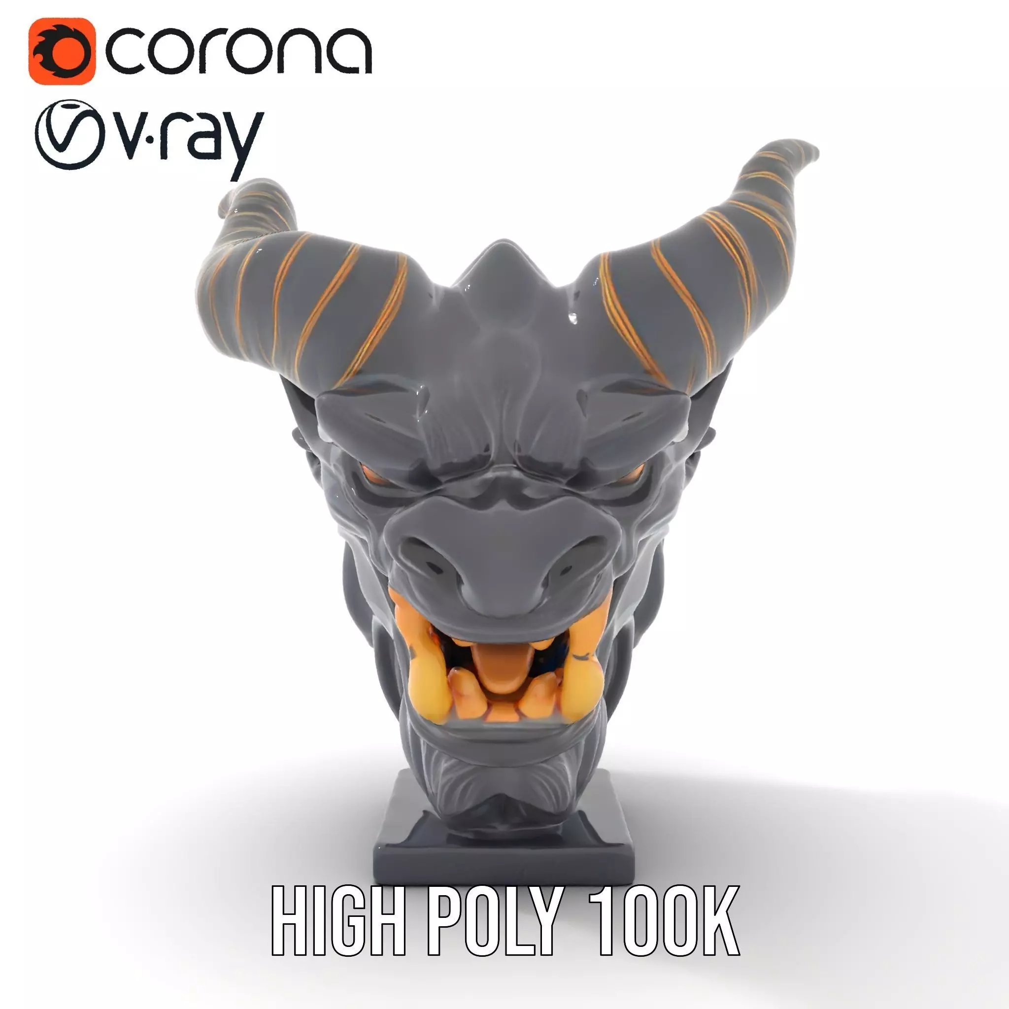 Obsidian Demon Head model pack Low-poly 3D model_20