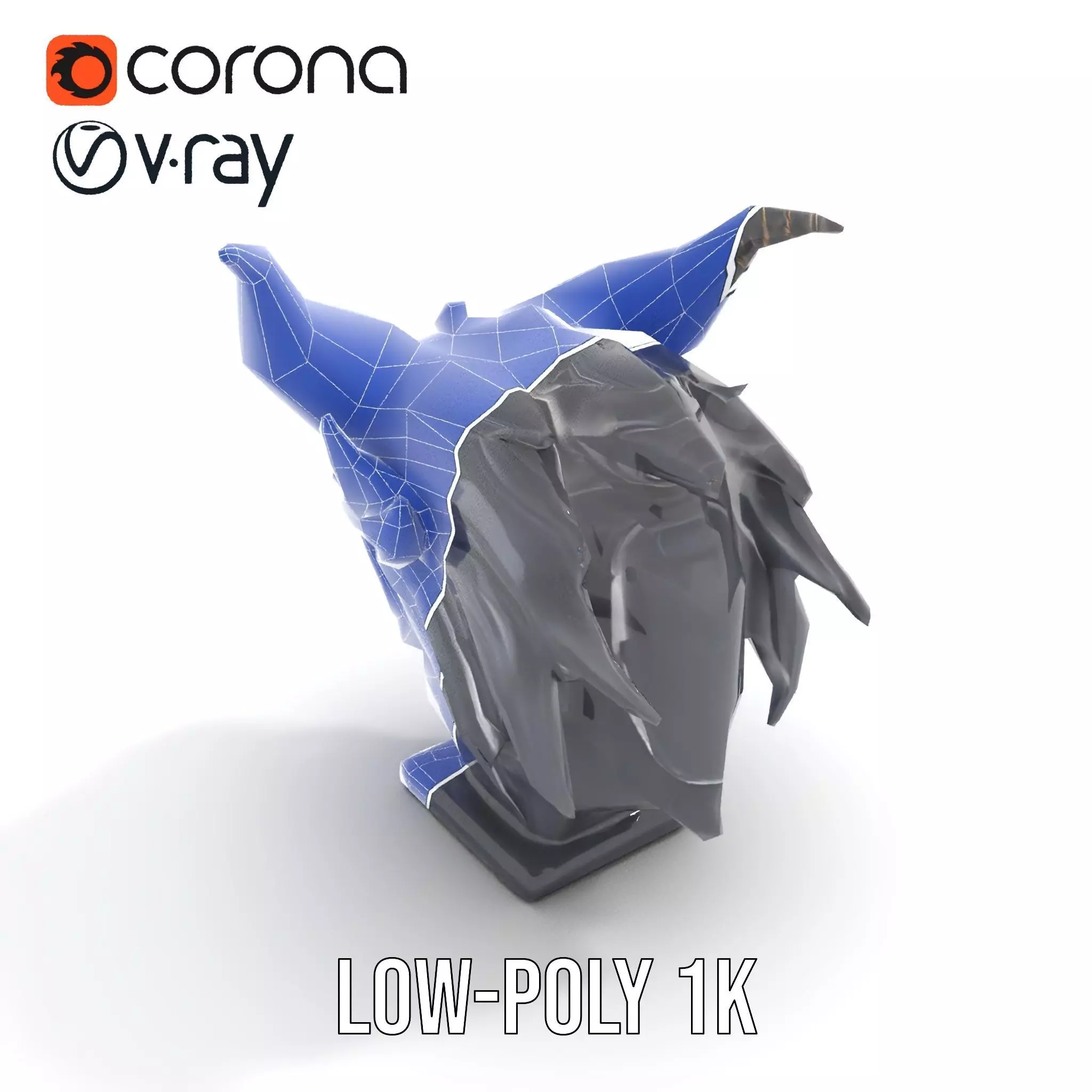 Obsidian Demon Head model pack Low-poly 3D model_25