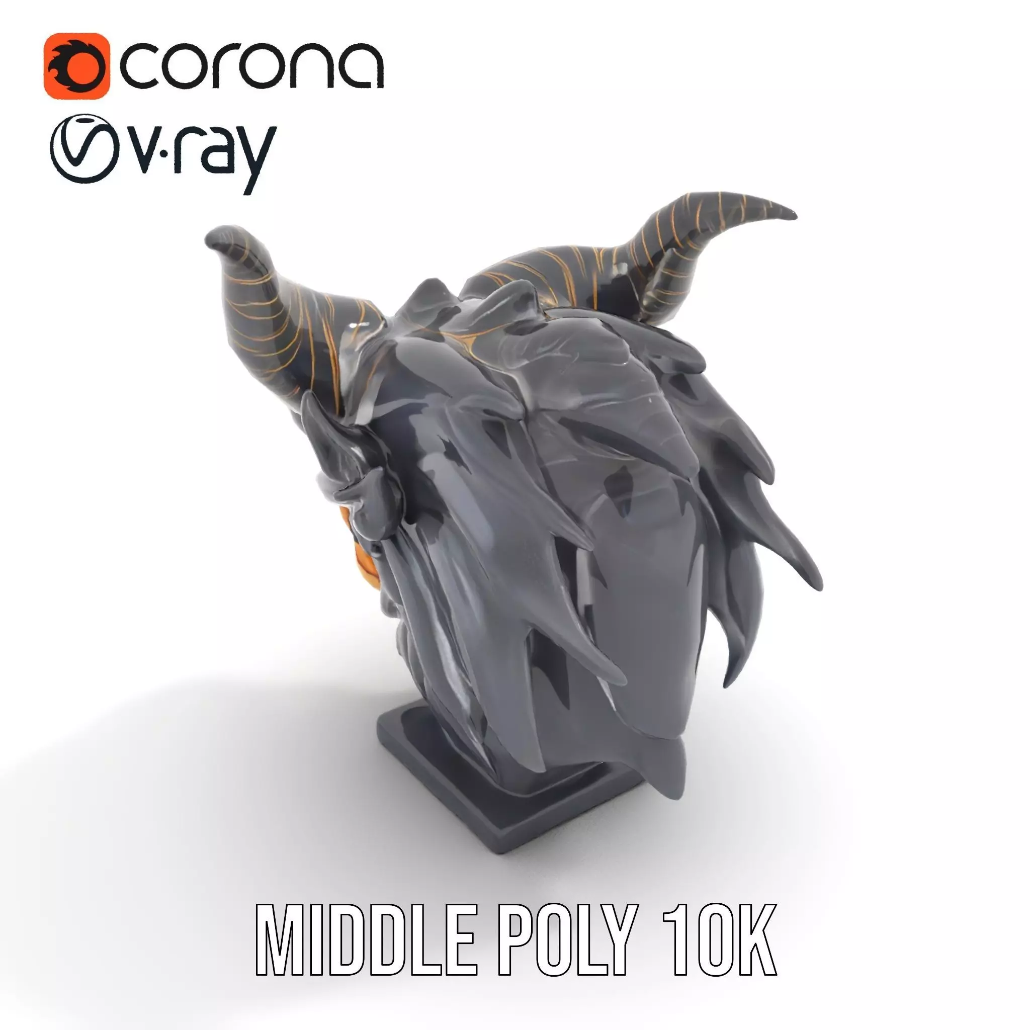 Obsidian Demon Head model pack Low-poly 3D model_5