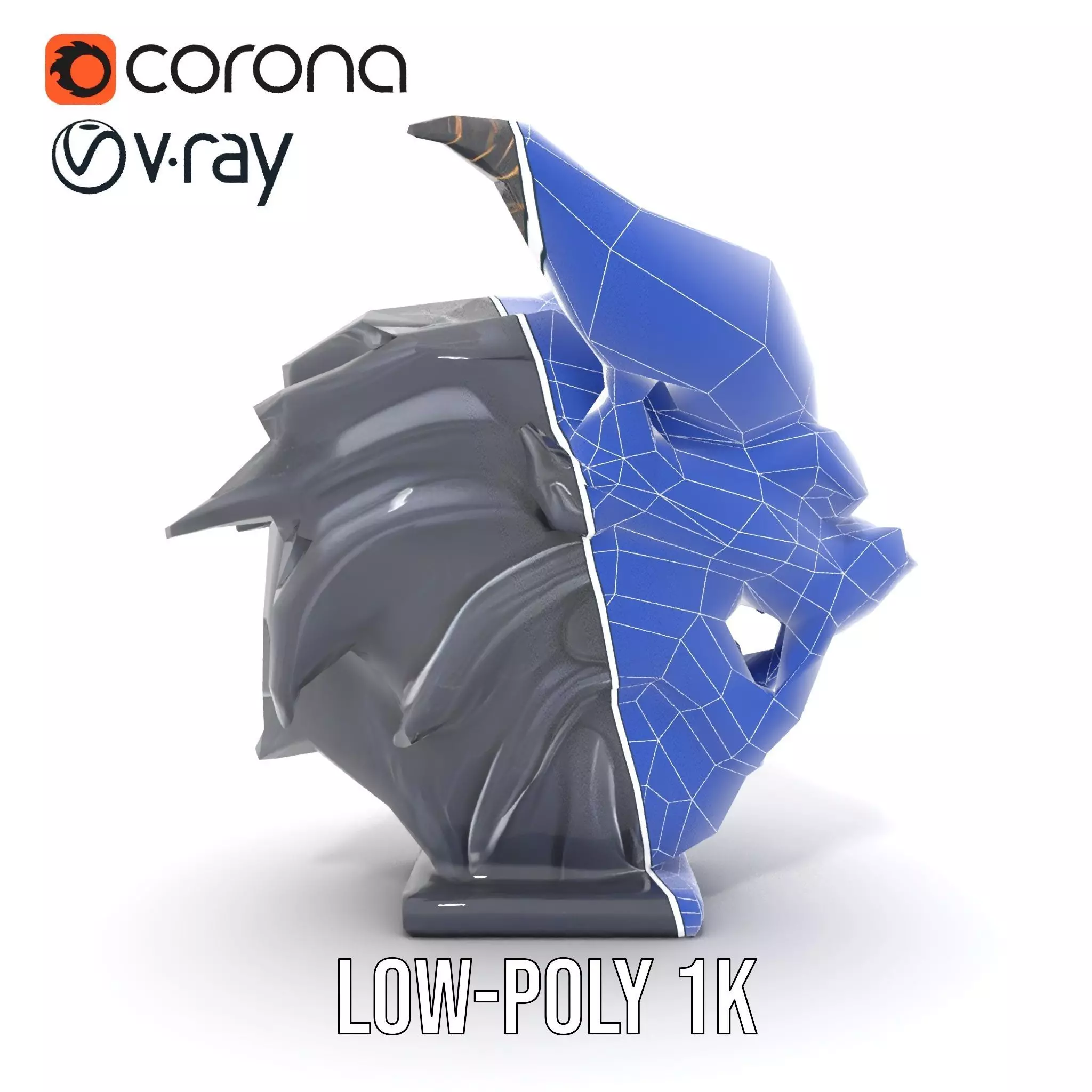 Obsidian Demon Head model pack Low-poly 3D model_28