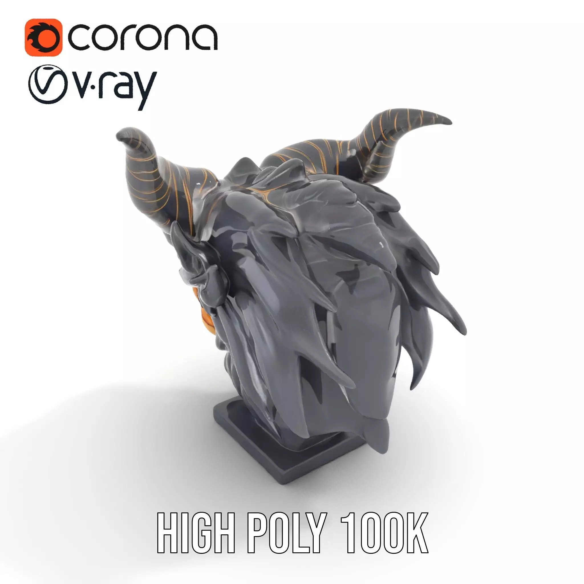Obsidian Demon Head model pack Low-poly 3D model_15