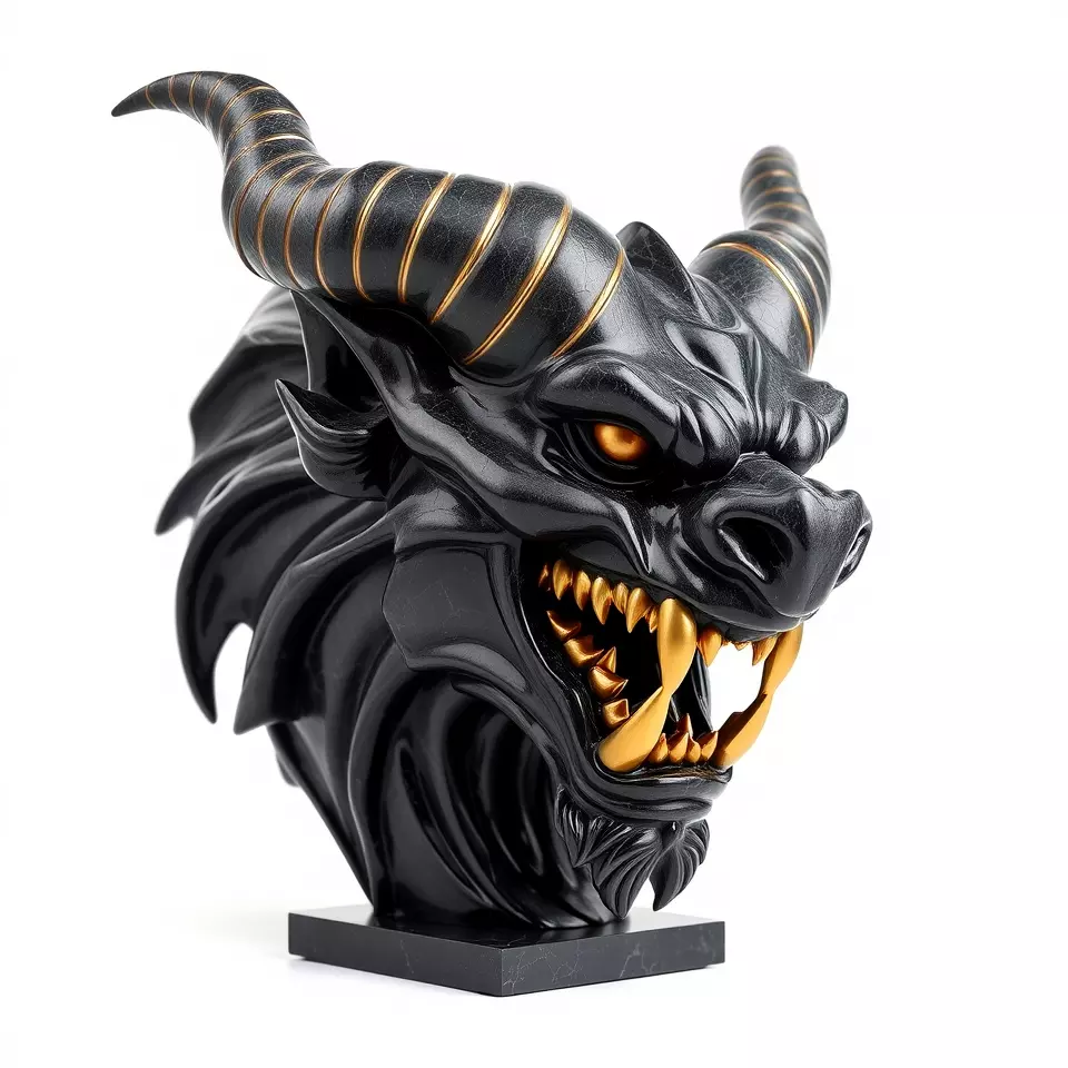 Obsidian Demon Head model pack Low-poly 3D model_2