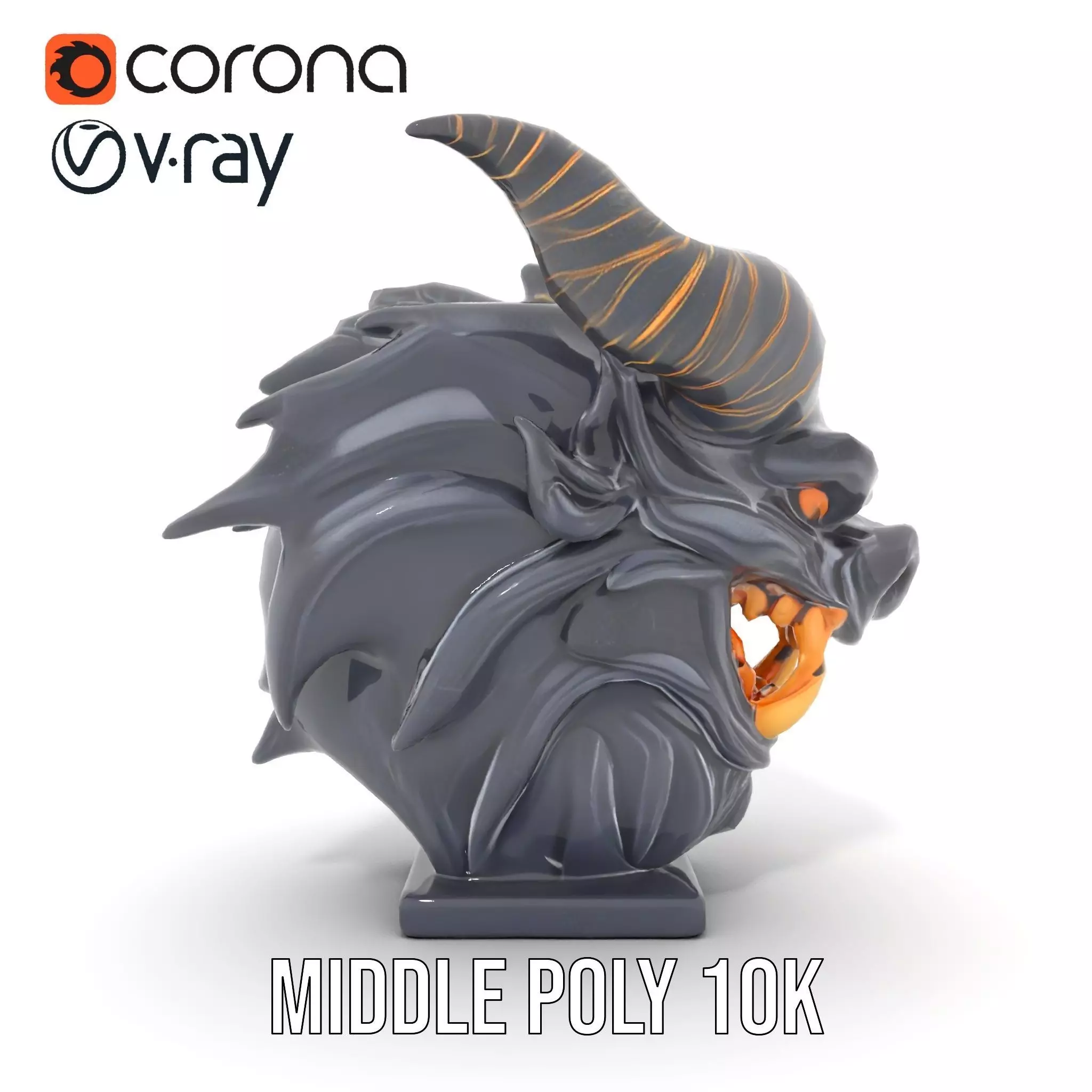 Obsidian Demon Head model pack Low-poly 3D model_13