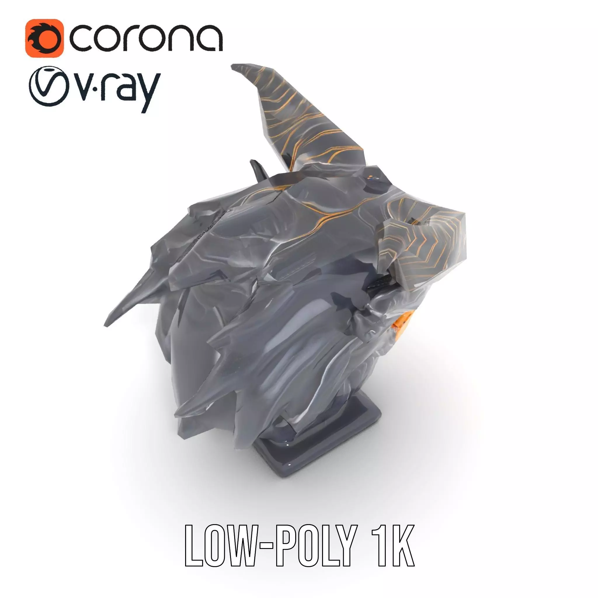 Obsidian Demon Head model pack Low-poly 3D model_19