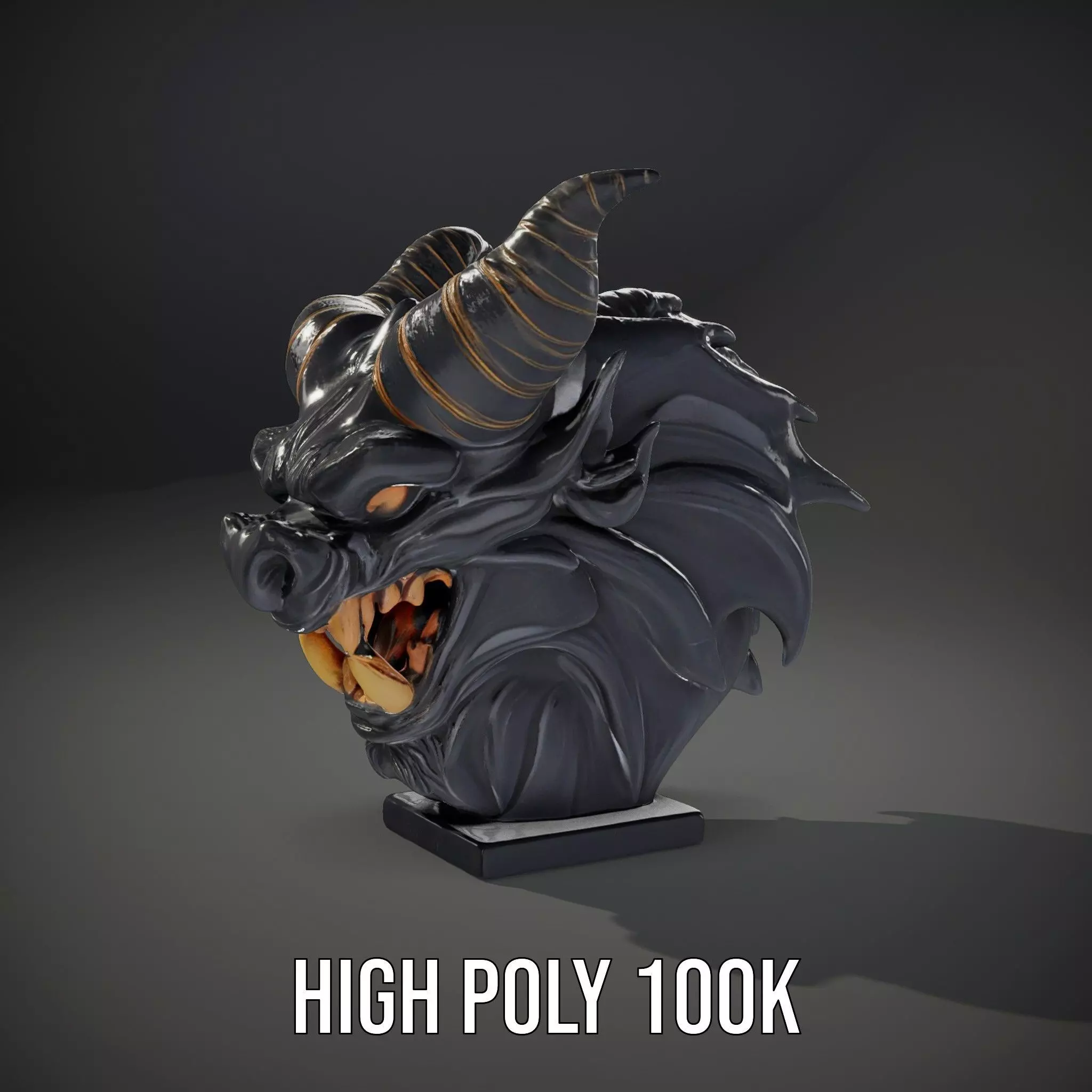 Obsidian Demon Head model pack Low-poly 3D model_10