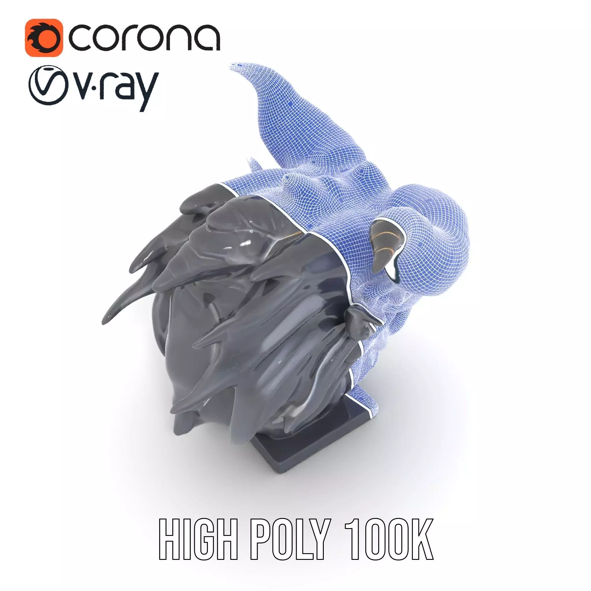 Obsidian Demon Head model pack Low-poly 3D model_33