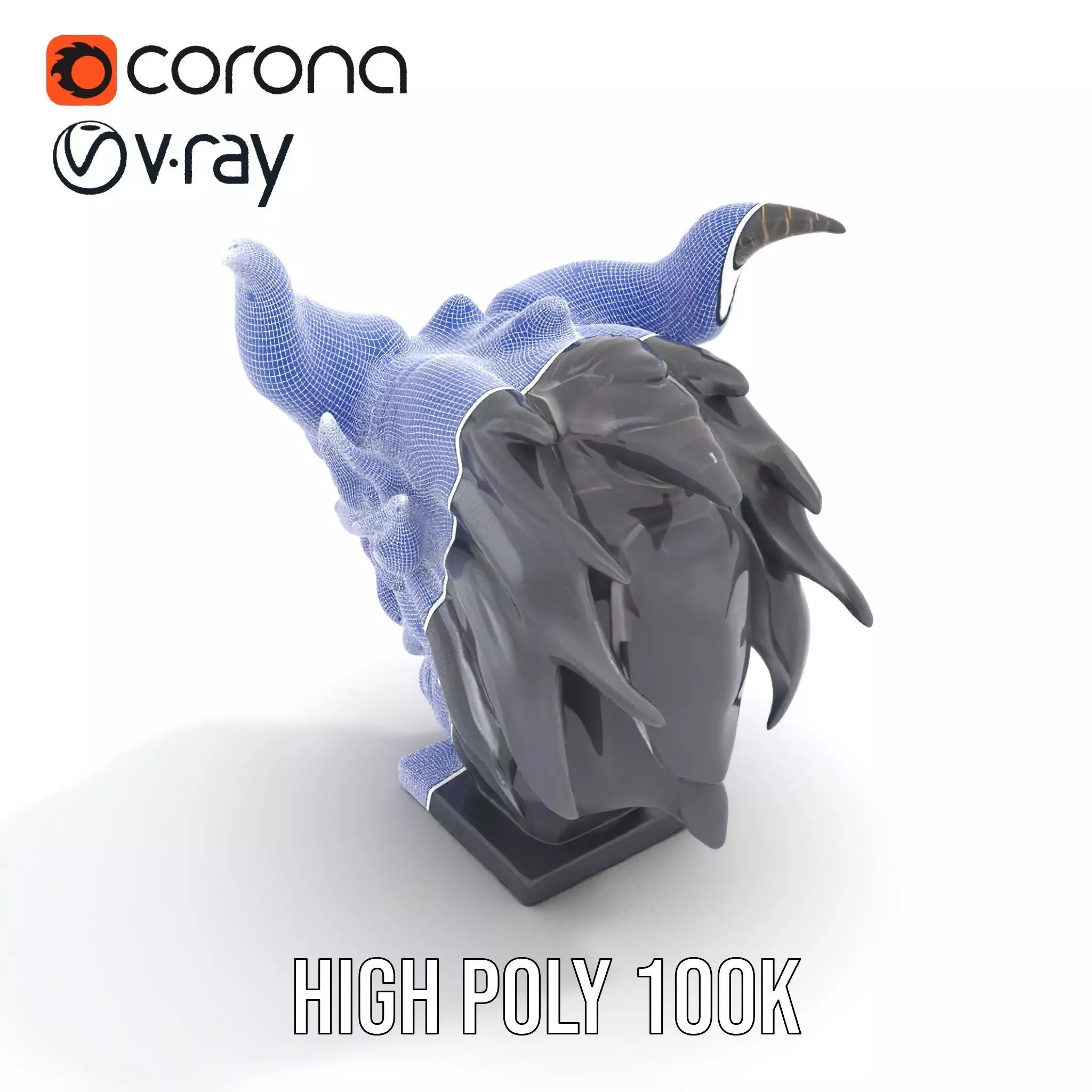 Obsidian Demon Head model pack Low-poly 3D model_26