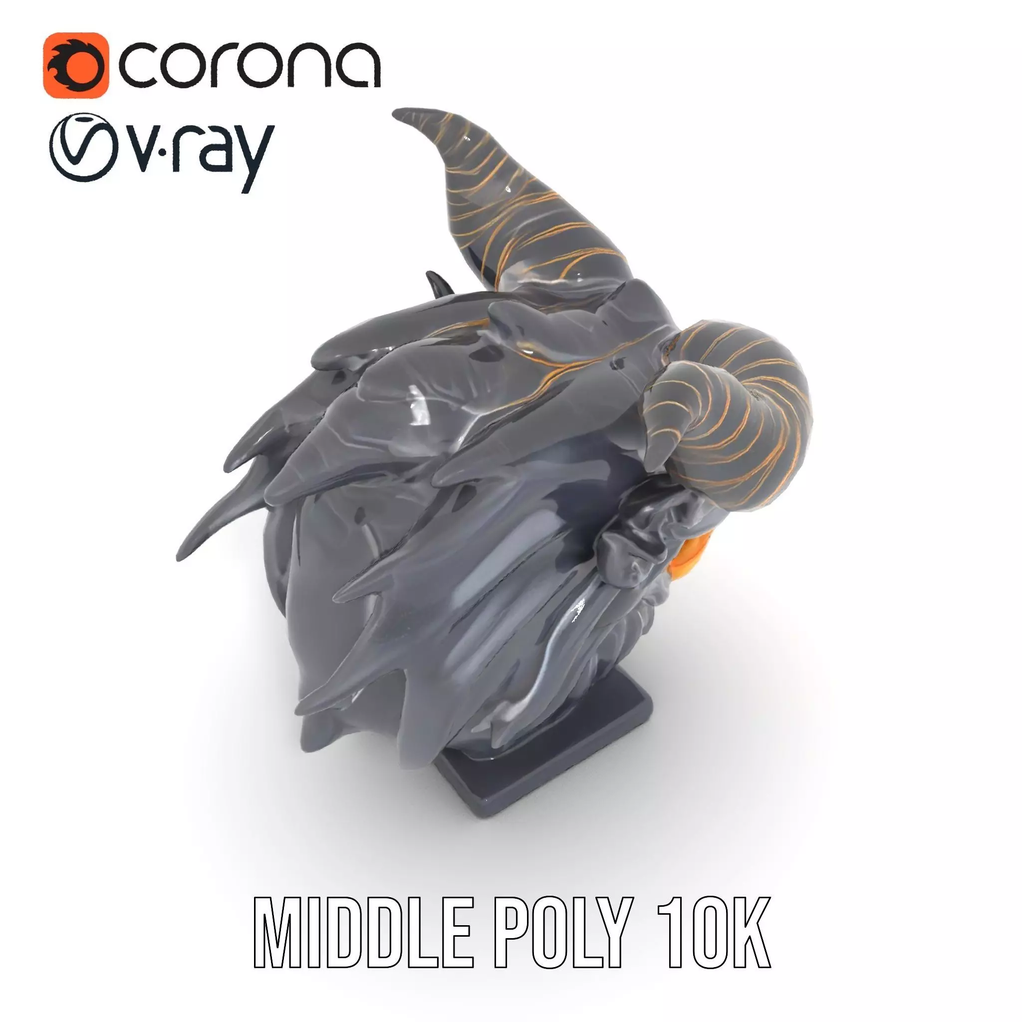 Obsidian Demon Head model pack Low-poly 3D model_18