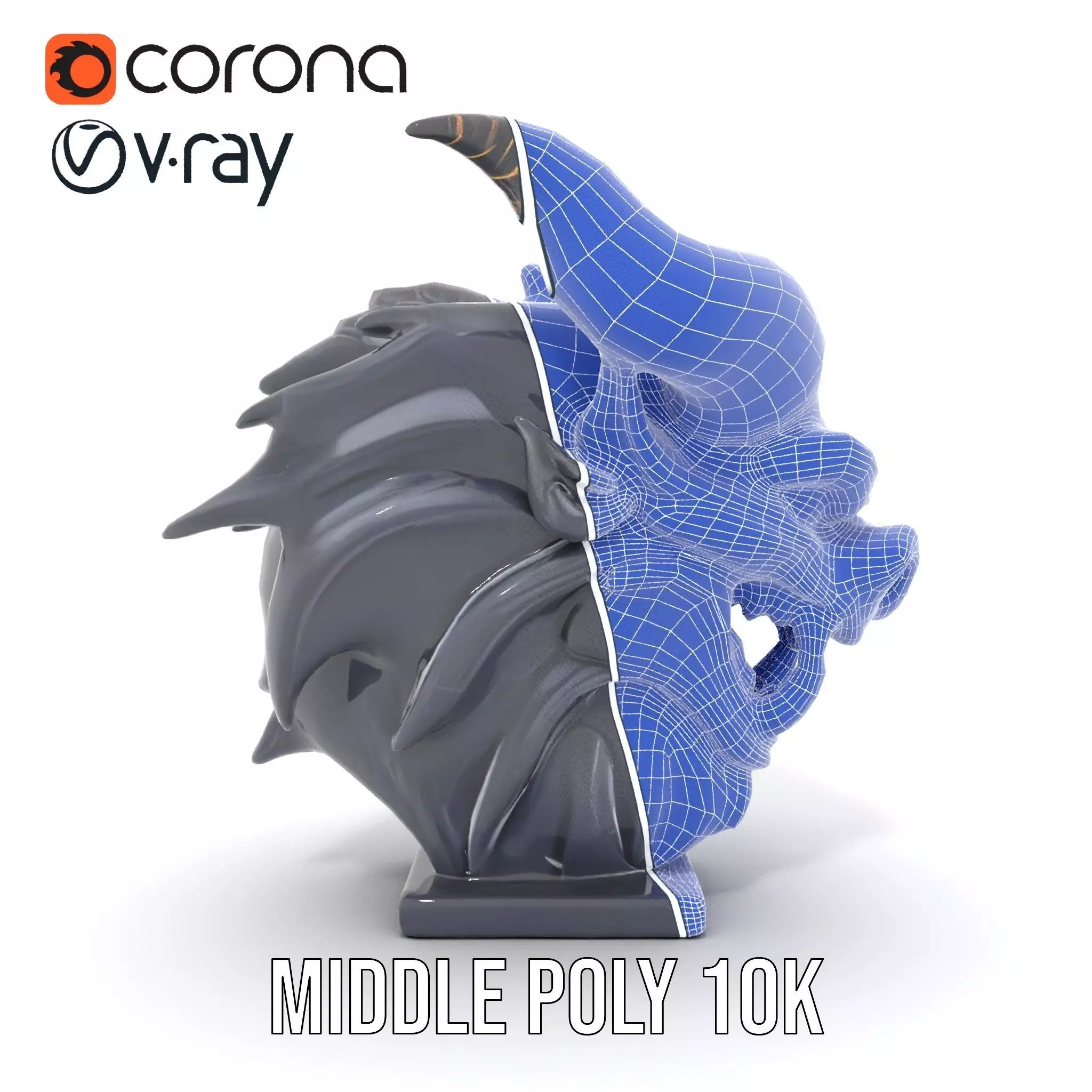 Obsidian Demon Head model pack Low-poly 3D model_24