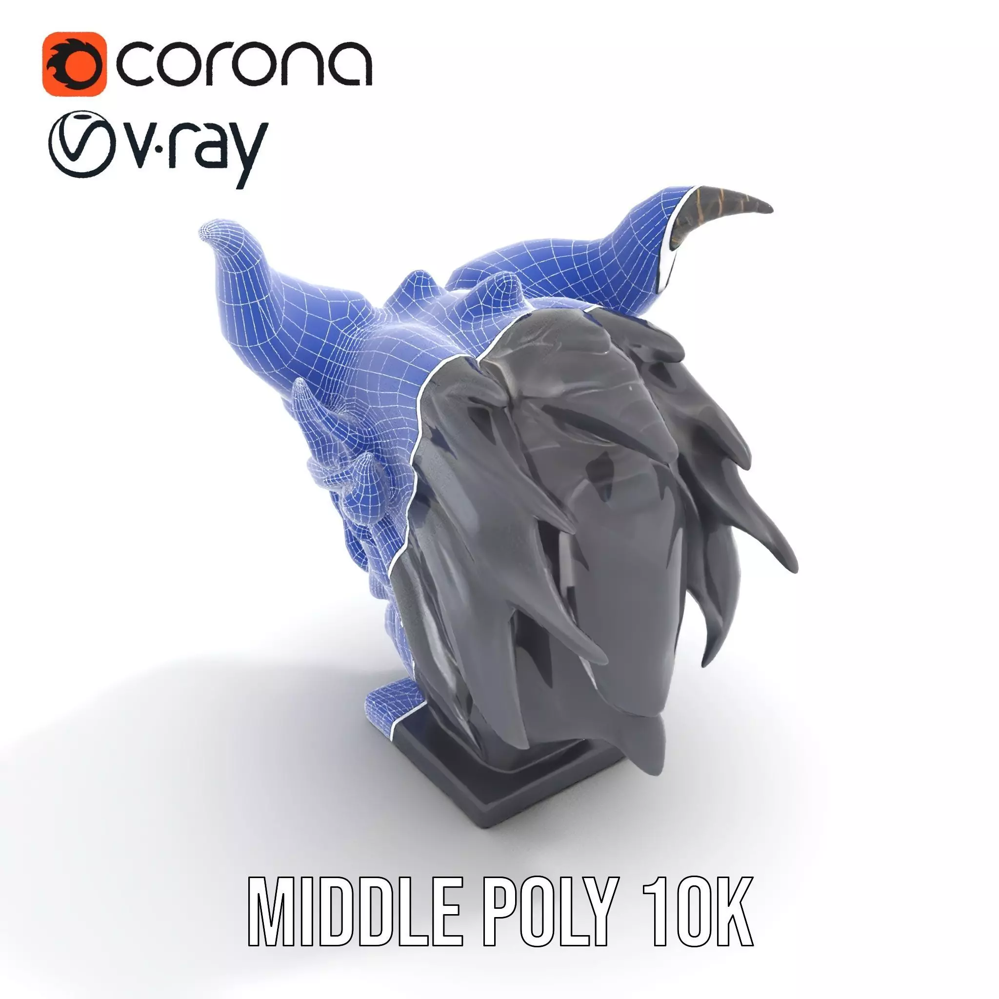 Obsidian Demon Head model pack Low-poly 3D model_16