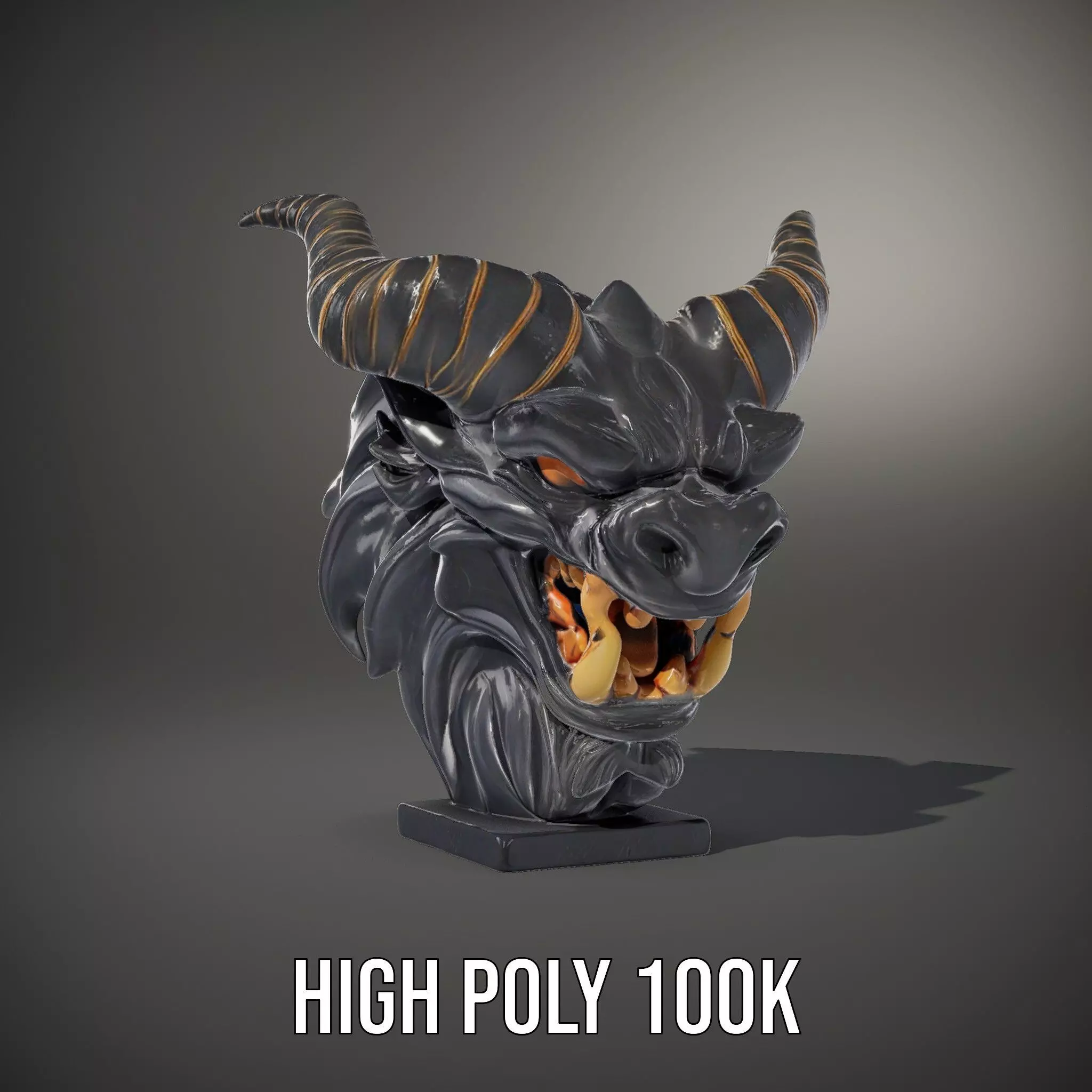 Obsidian Demon Head model pack Low-poly 3D model_8