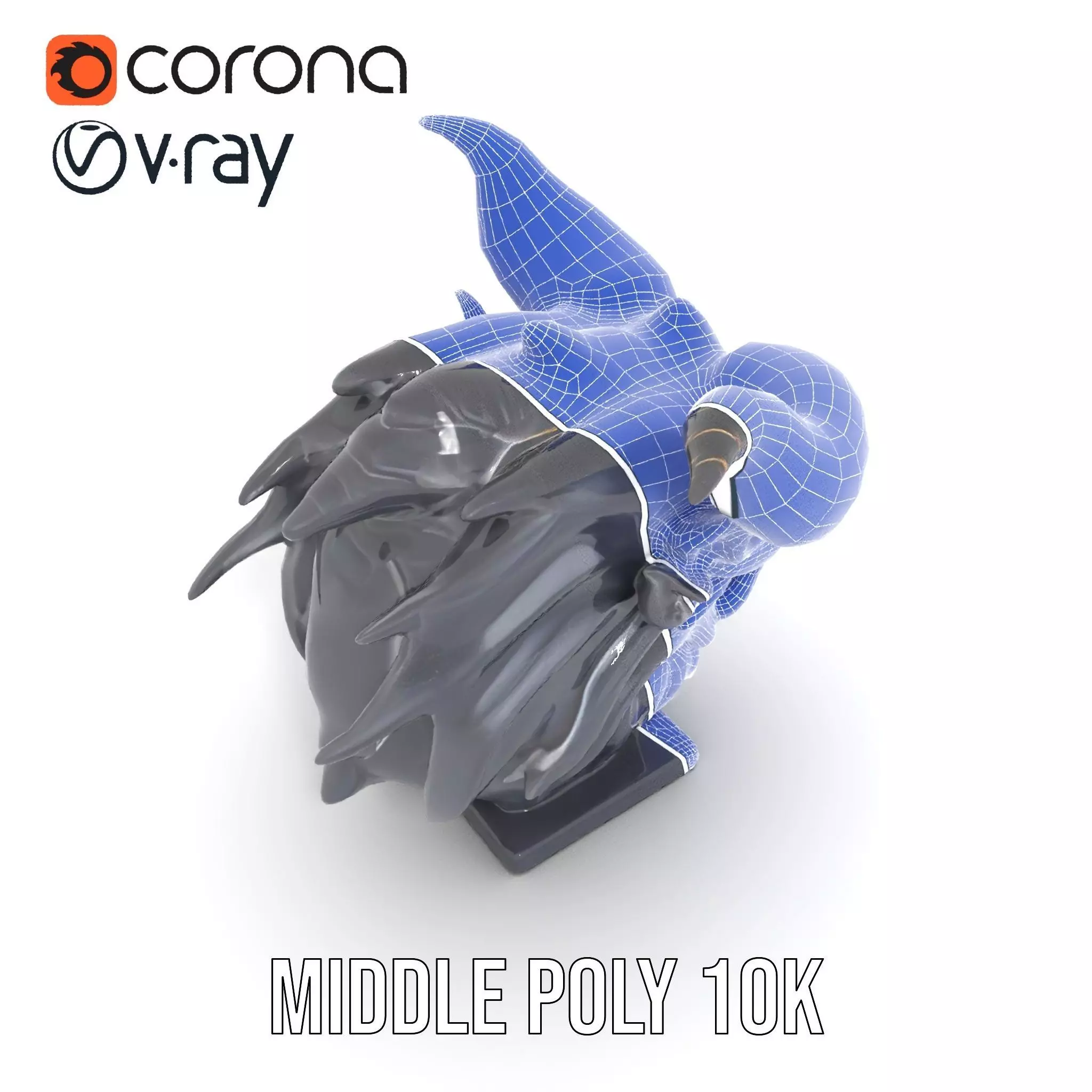 Obsidian Demon Head model pack Low-poly 3D model_27