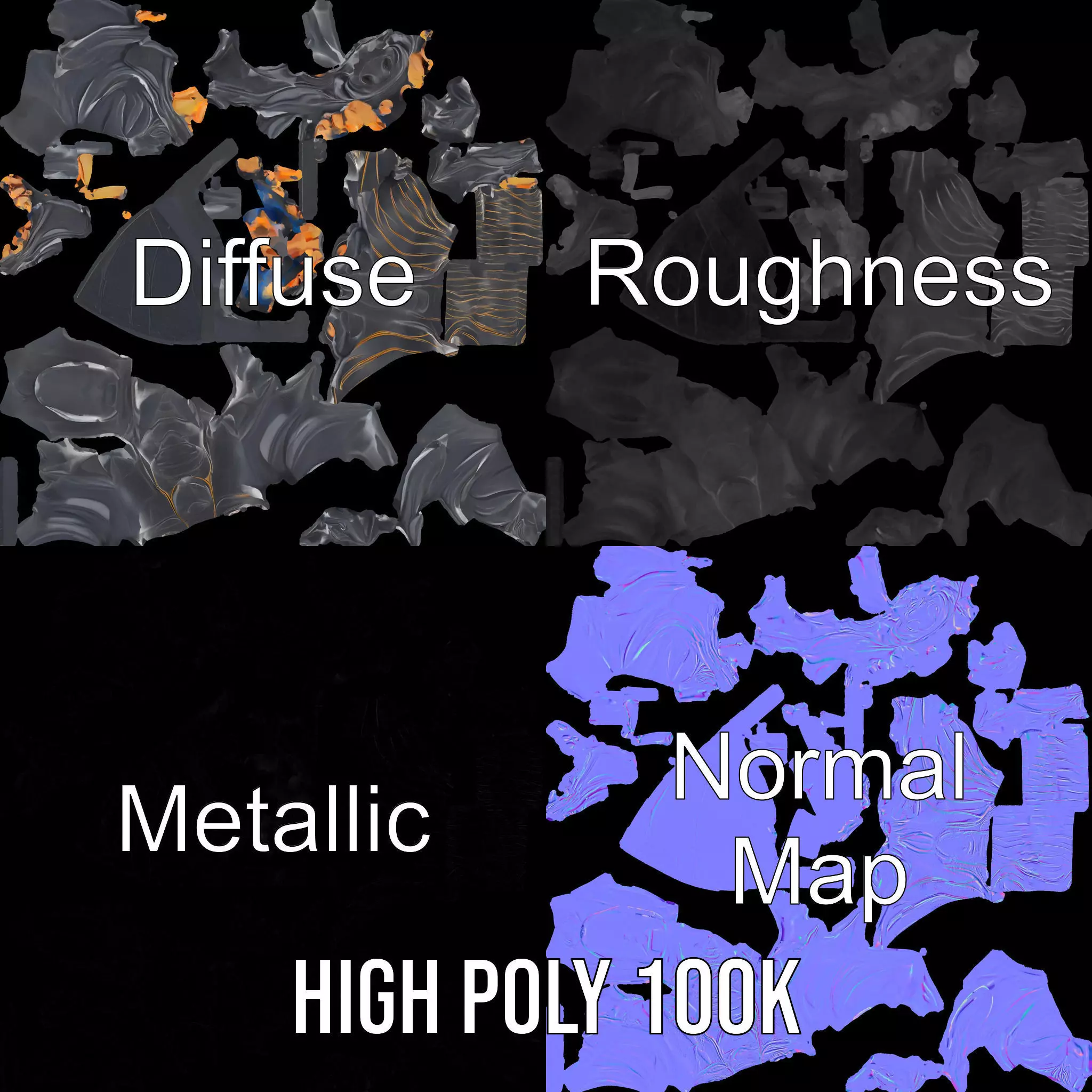 Obsidian Demon Head model pack Low-poly 3D model_3