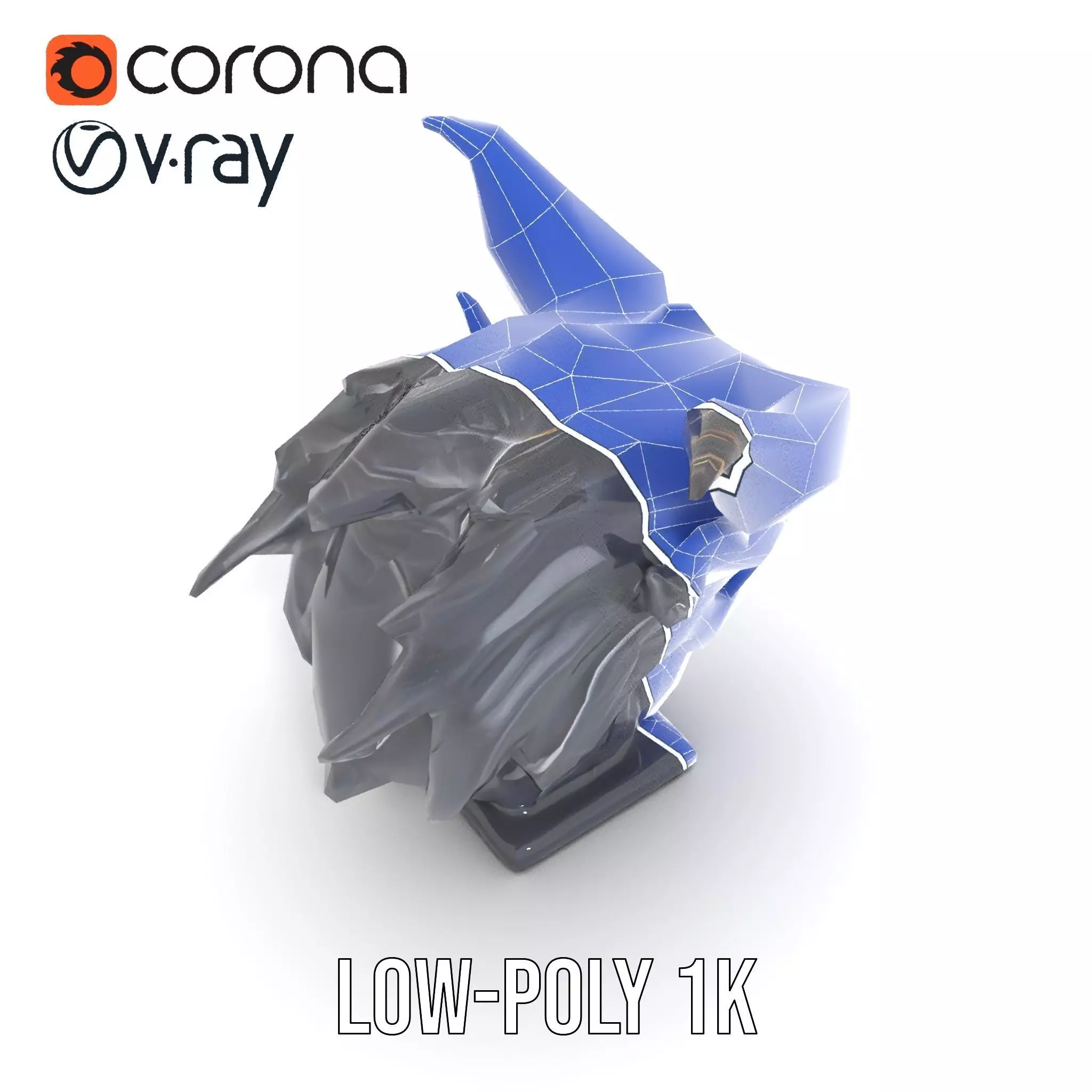 Obsidian Demon Head model pack Low-poly 3D model_17