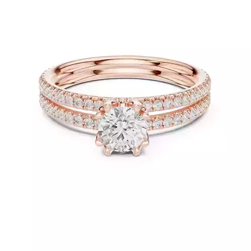 Round Cut Split Shank Pave Diamond Engagement Ring 3DM STL Video