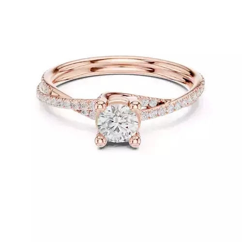 Crossover Round Cut Pave Diamond Wedding Ring 3DM STL Video