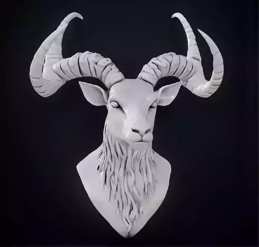 Markhor Head Bust 3D Model - STL Printable Wildlife Sculpture