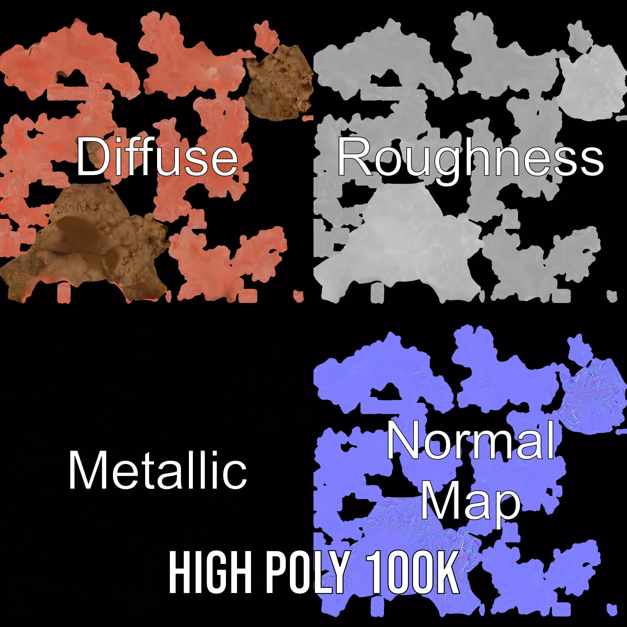 Pink Coral Reef model pack Low-poly 3D model_3