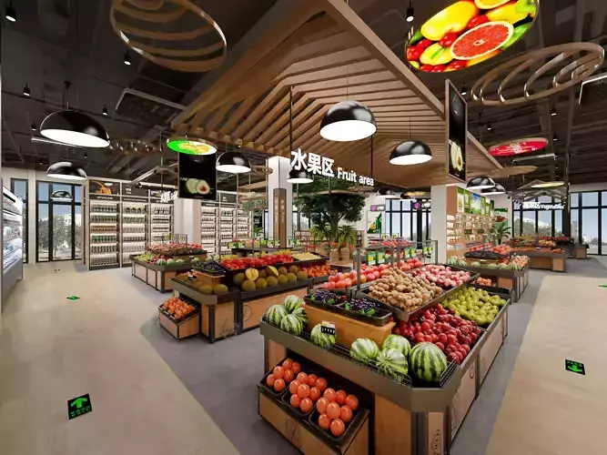 supermarket Low-poly 3D model