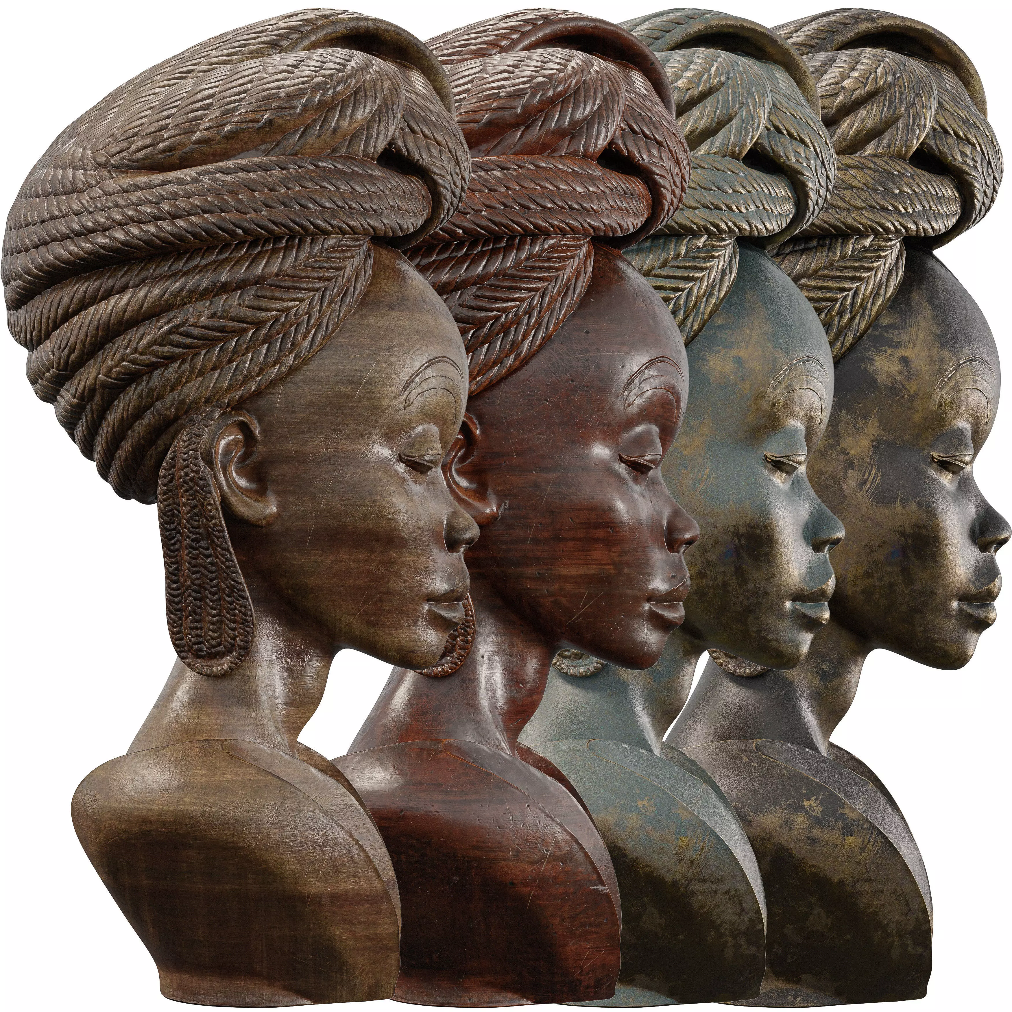 Elegant Braided Bust Sculpture Low-poly 3D model_4