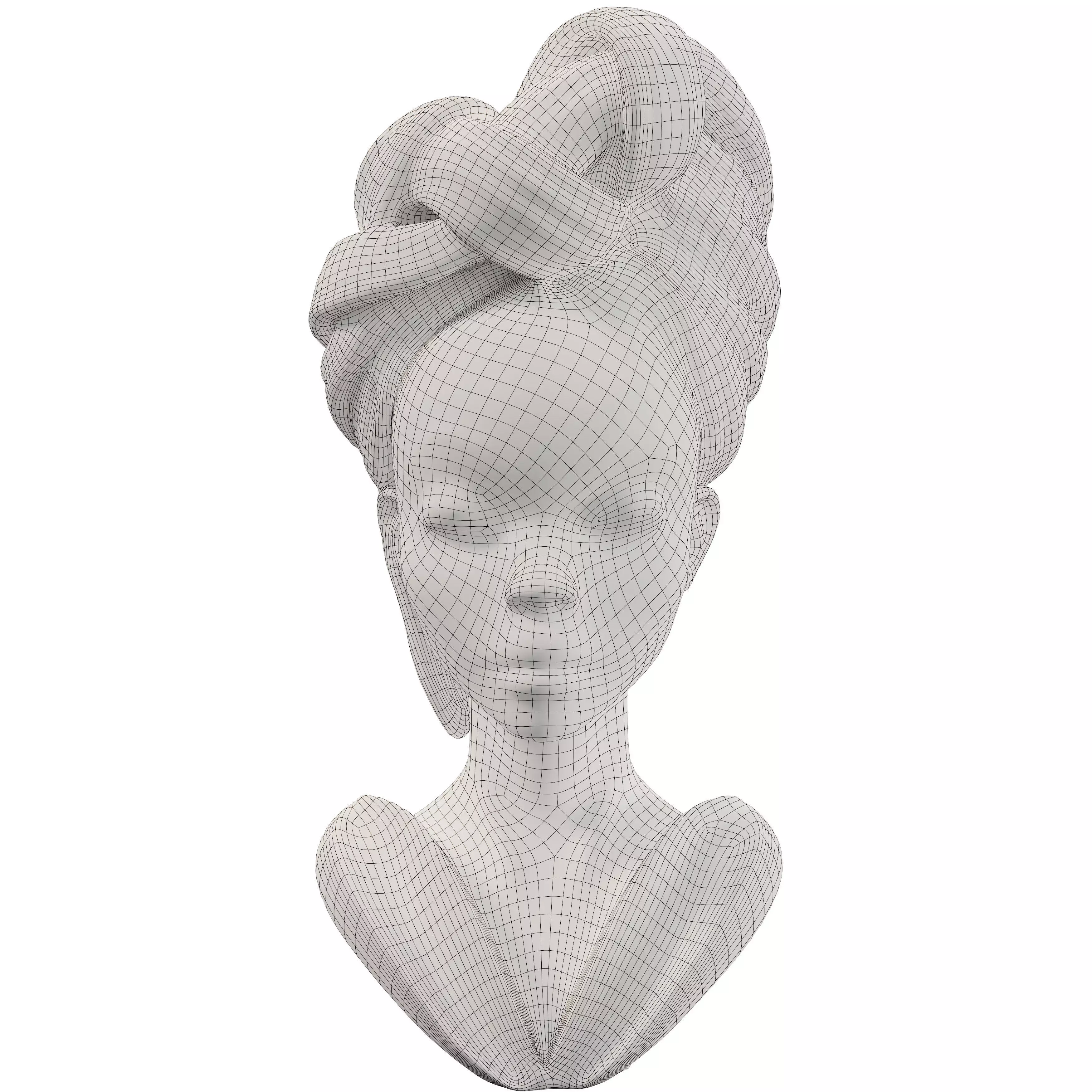 Elegant Braided Bust Sculpture Low-poly 3D model_7