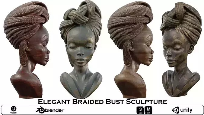 Elegant Braided Bust Sculpture