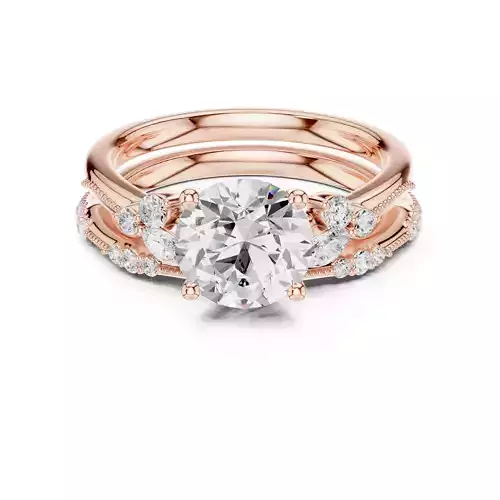 2CT Round Cut Diamond Stacking Wedding Ring Set 3DM STL Video 3D print model