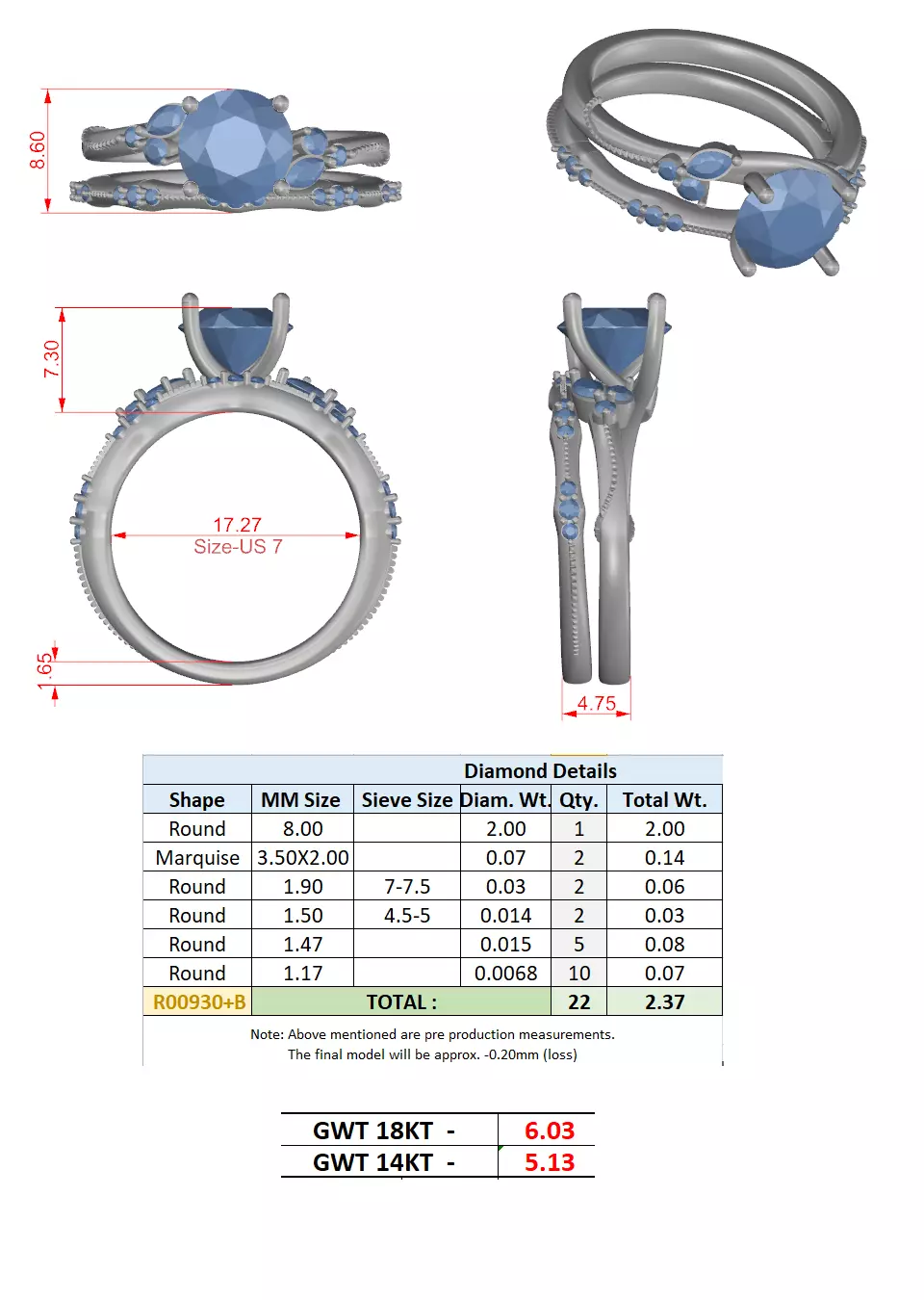 2CT Round Cut Diamond Stacking Wedding Ring Set 3DM STL Video 3D print model_15
