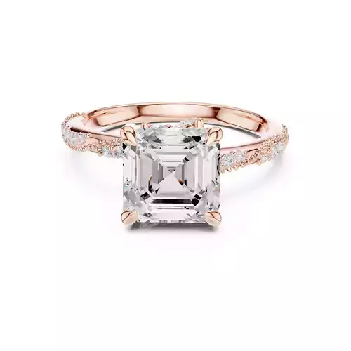 8mm Asscher Cut  Hidden Marquise Wedding Ring 3DM STL Video