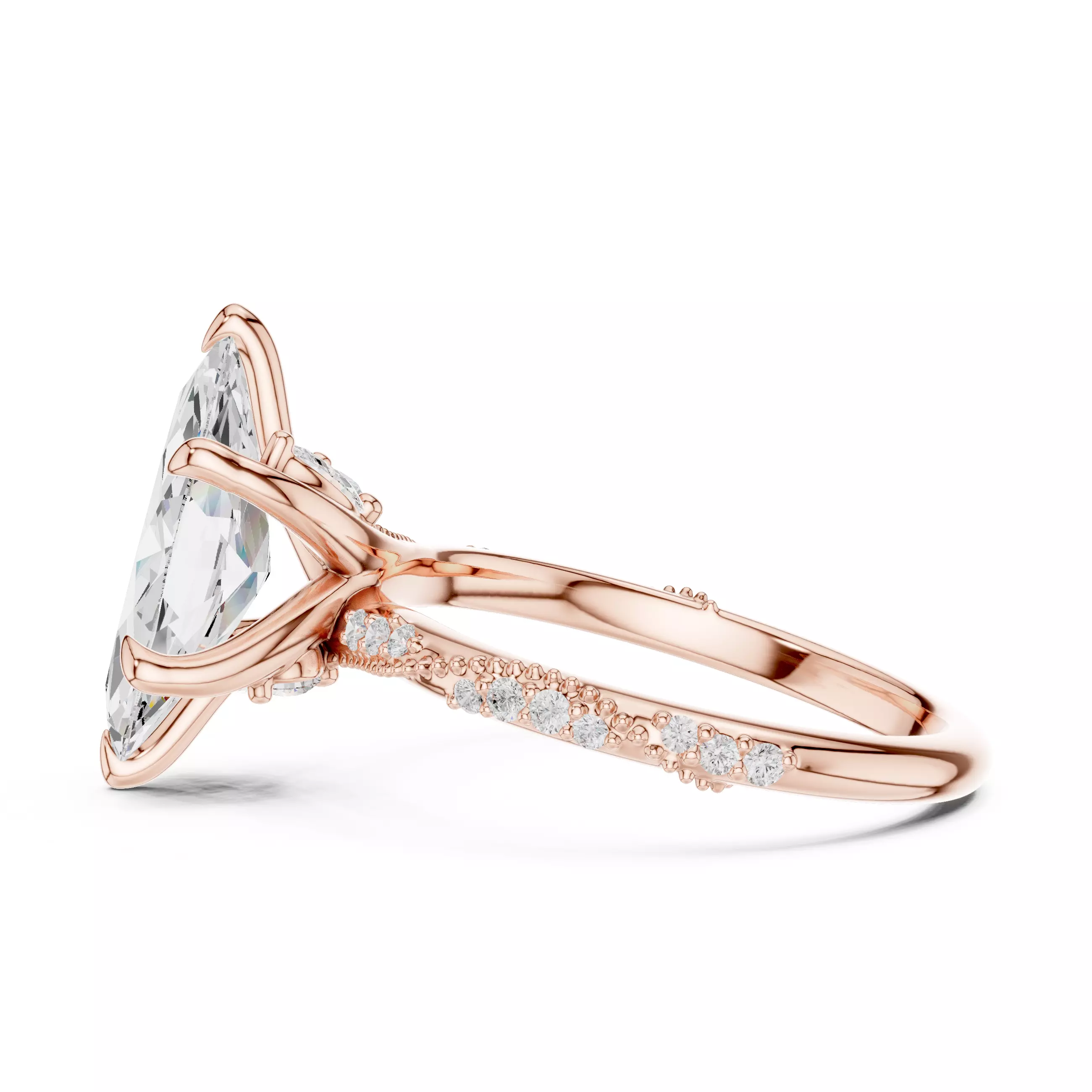 14x7mm Marquise Cut Diamond Crossover Wedding Ring 3DM STL Video 3D print model_5