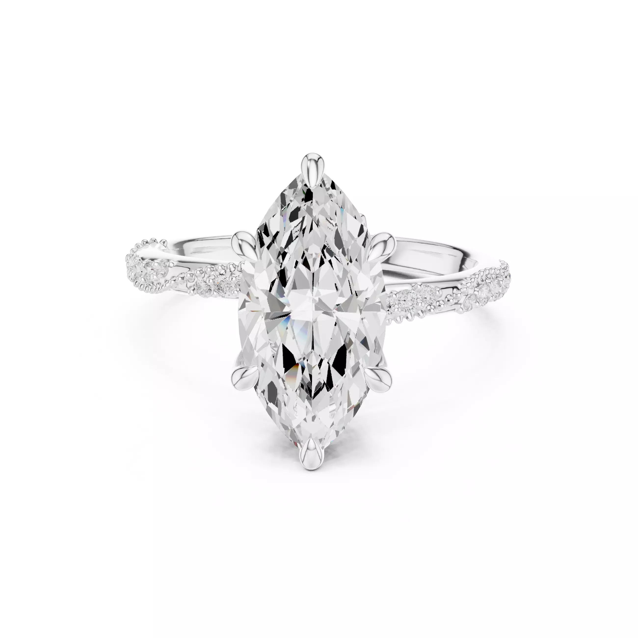 14x7mm Marquise Cut Diamond Crossover Wedding Ring 3DM STL Video 3D print model_2