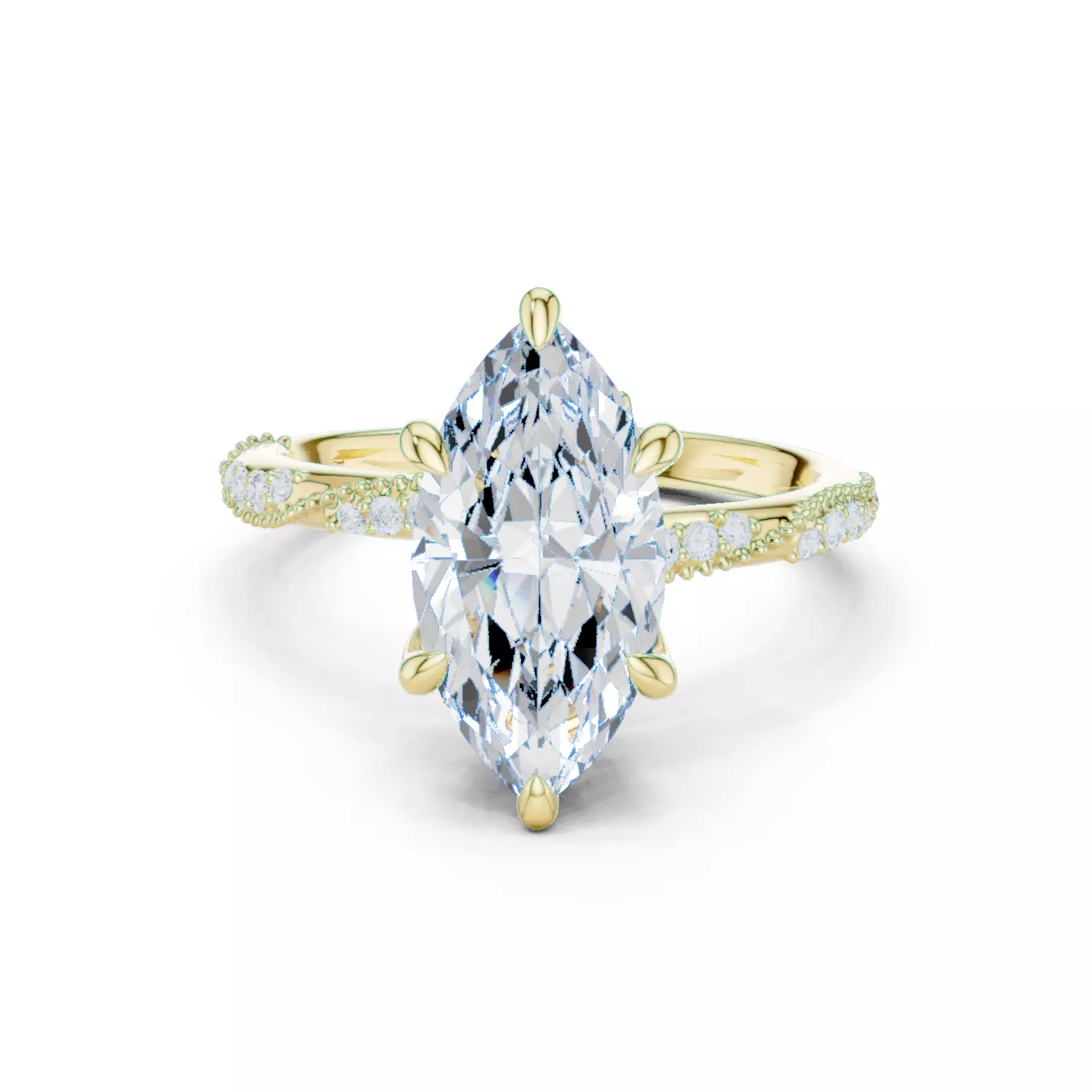 14x7mm Marquise Cut Diamond Crossover Wedding Ring 3DM STL Video 3D print model_13