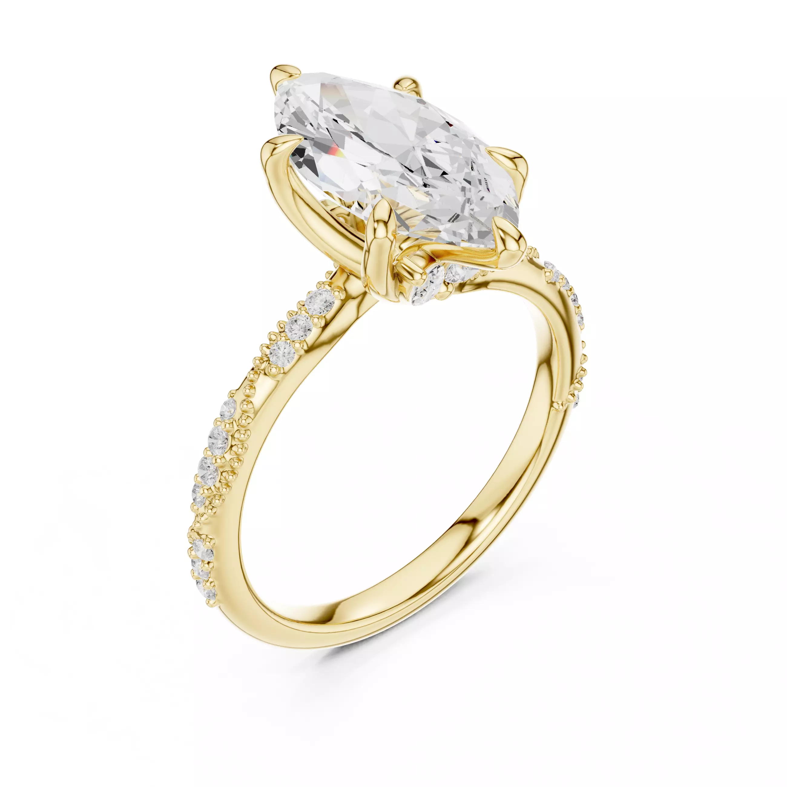 14x7mm Marquise Cut Diamond Crossover Wedding Ring 3DM STL Video 3D print model_7