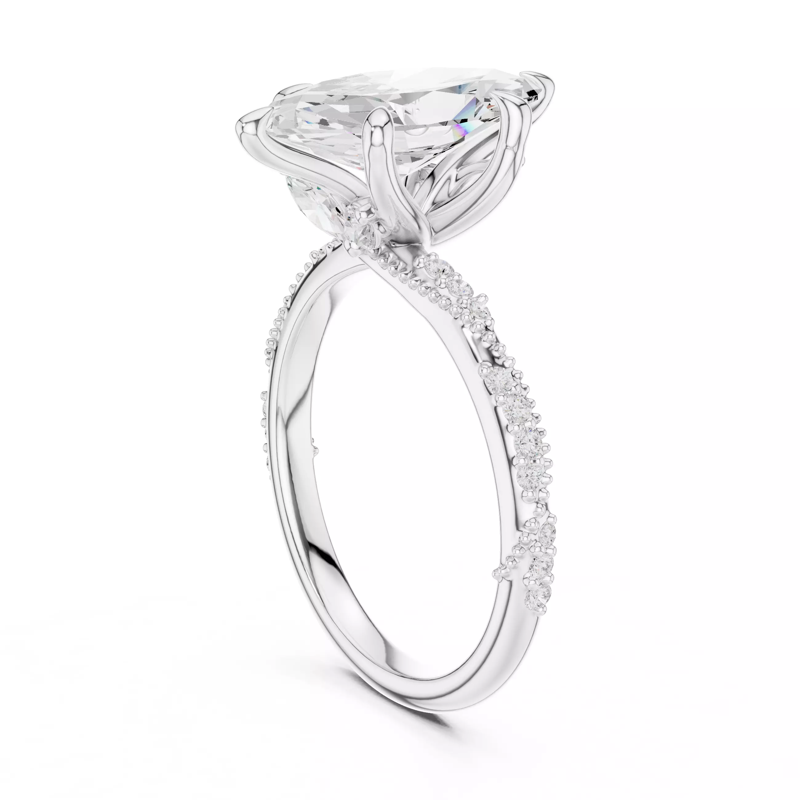 14x7mm Marquise Cut Diamond Crossover Wedding Ring 3DM STL Video 3D print model_9