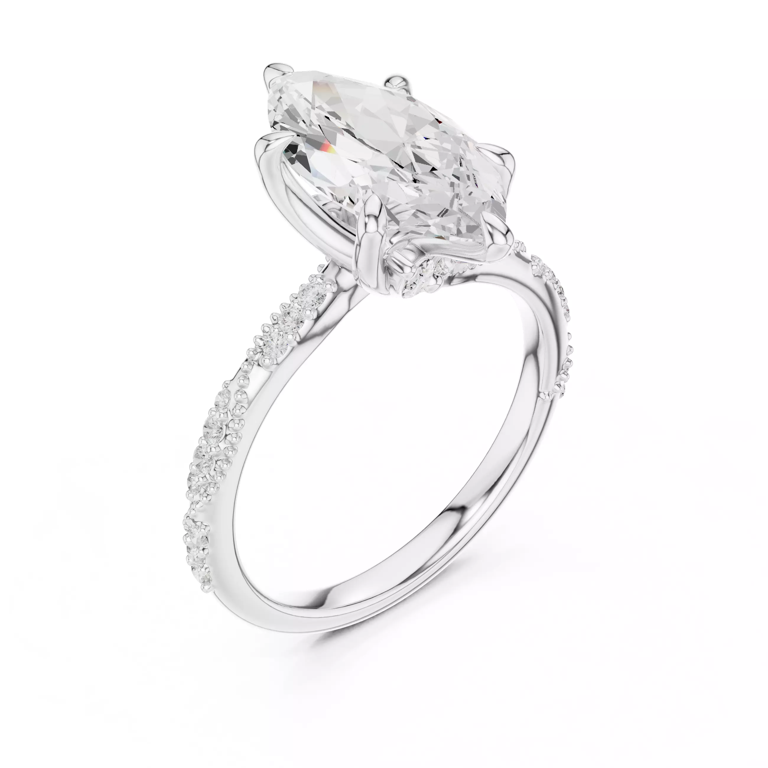 14x7mm Marquise Cut Diamond Crossover Wedding Ring 3DM STL Video 3D print model_10