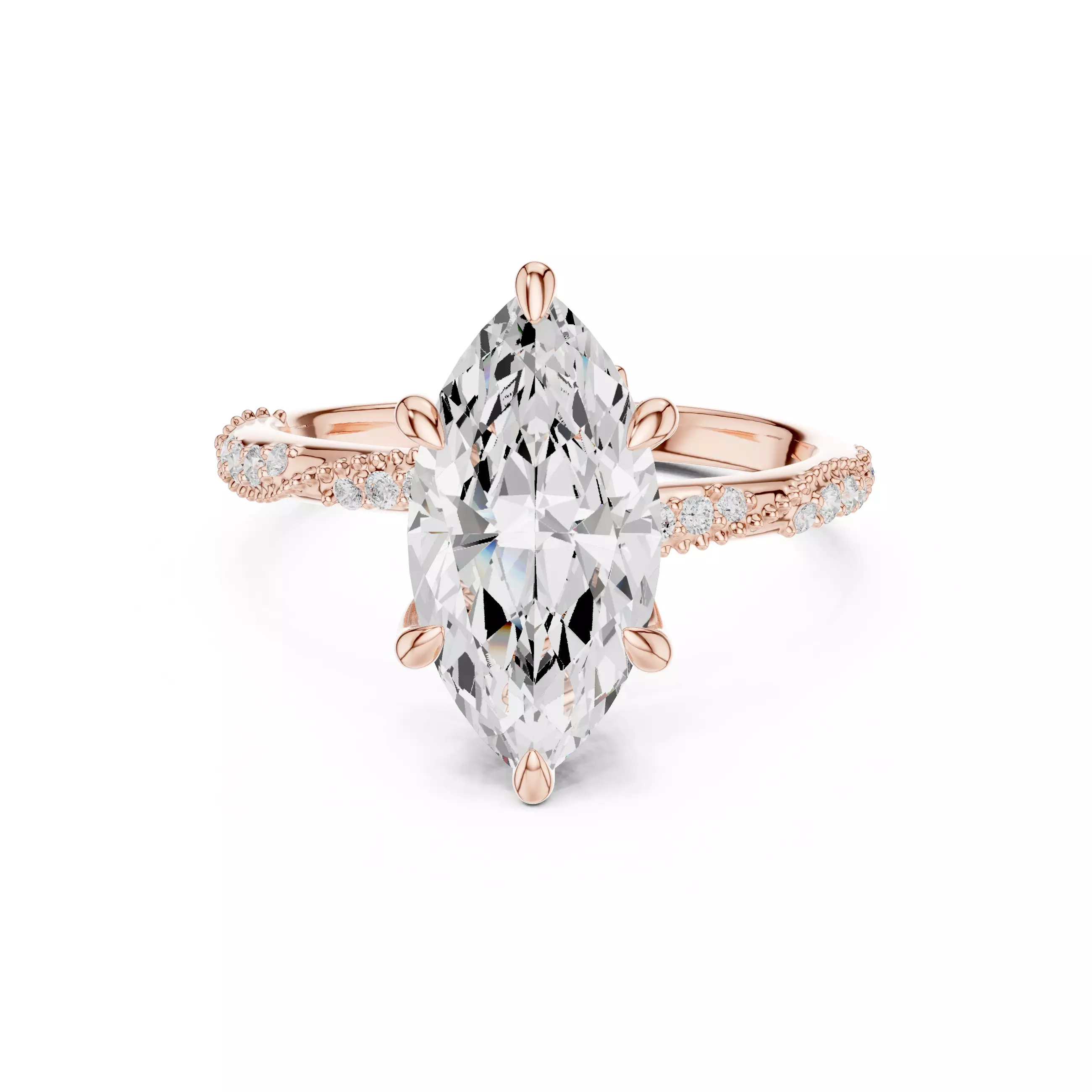 14x7mm Marquise Cut Diamond Crossover Wedding Ring 3DM STL Video 3D print model_0