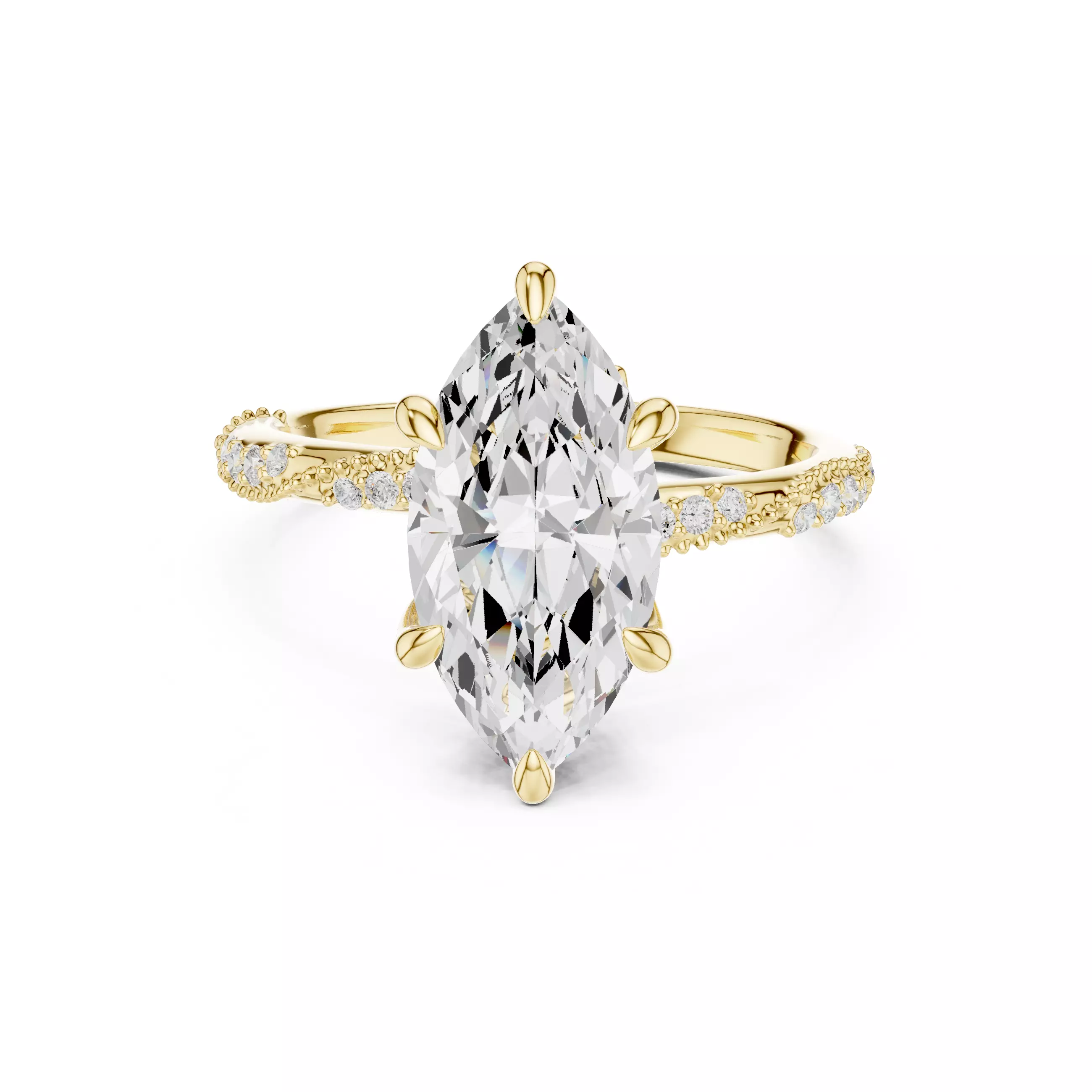 14x7mm Marquise Cut Diamond Crossover Wedding Ring 3DM STL Video 3D print model_1